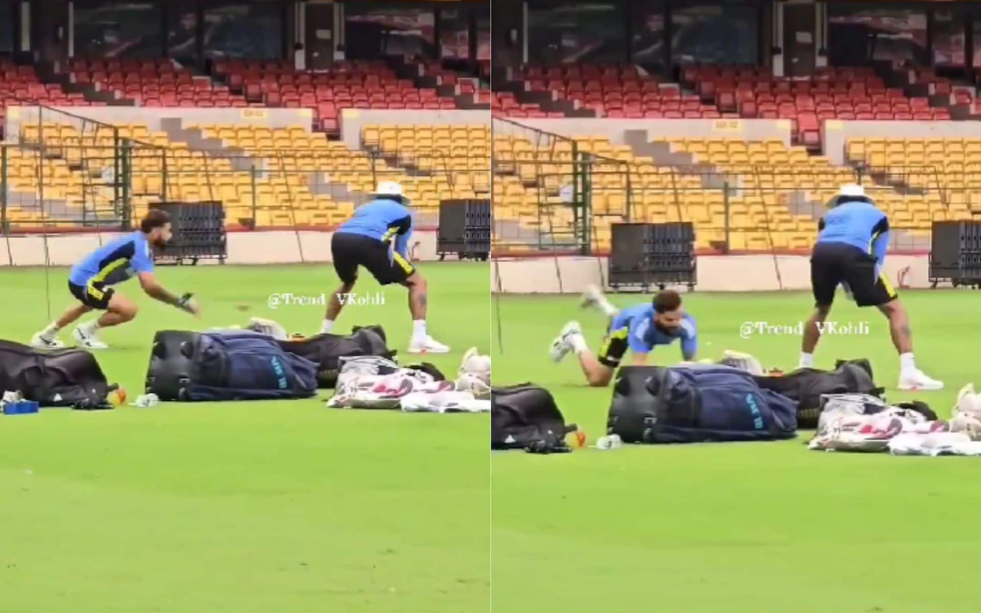 Virat Kohli & KL Rahul involved in fielding drills [Source: @Trend_VKohli/x.com]