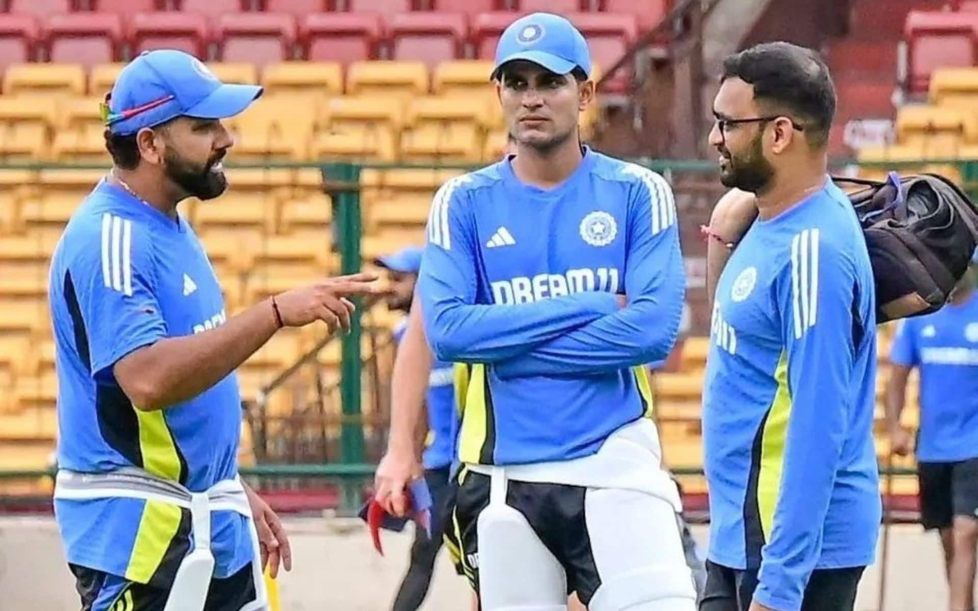 Shubman Gill with Rohit Sharma in training session (Source:@Shubman_Abhi_77/X.com)