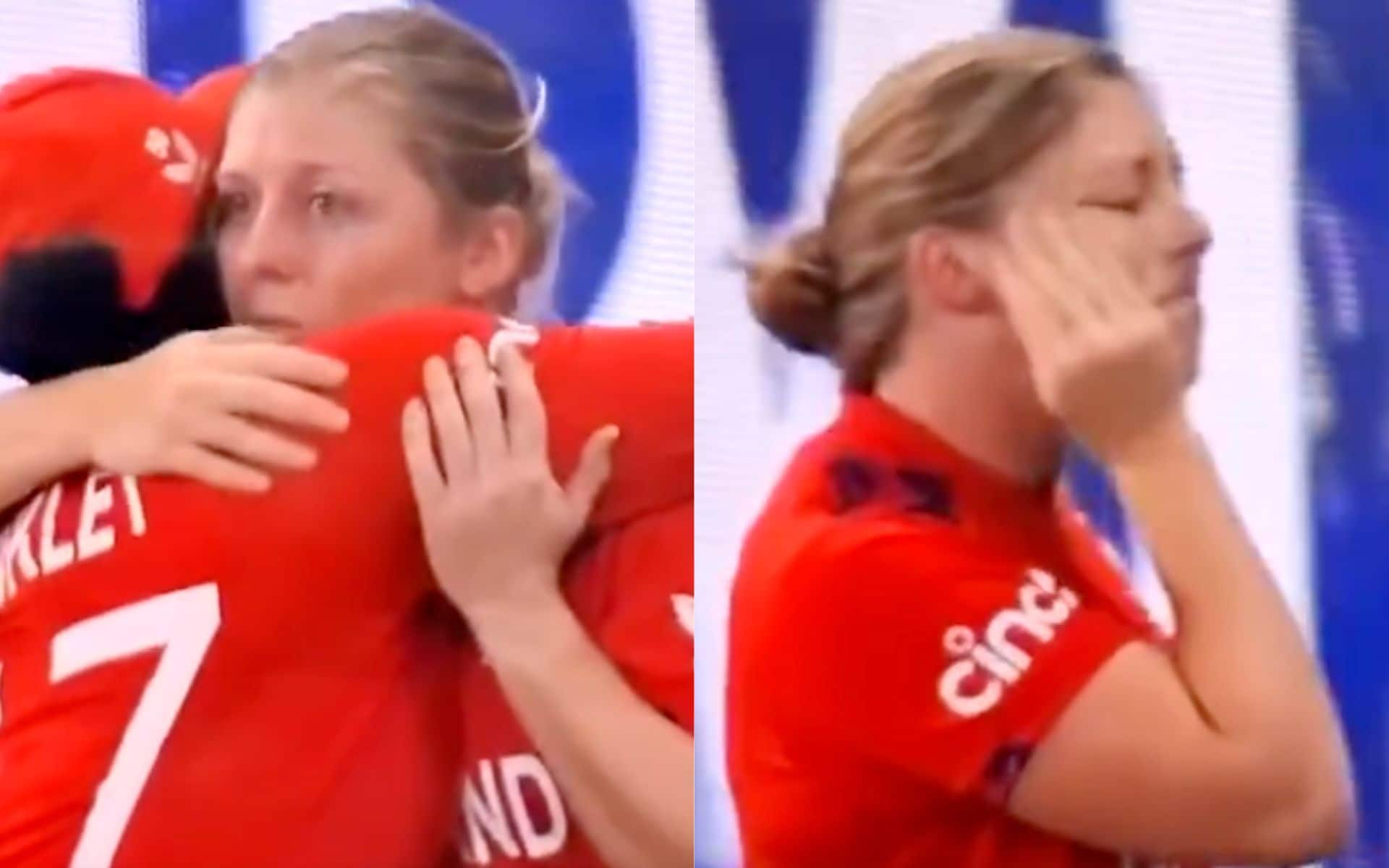 Heather Knight emotional after England knocked out of Women's T20 World Cup (@shreyab27/X.com)