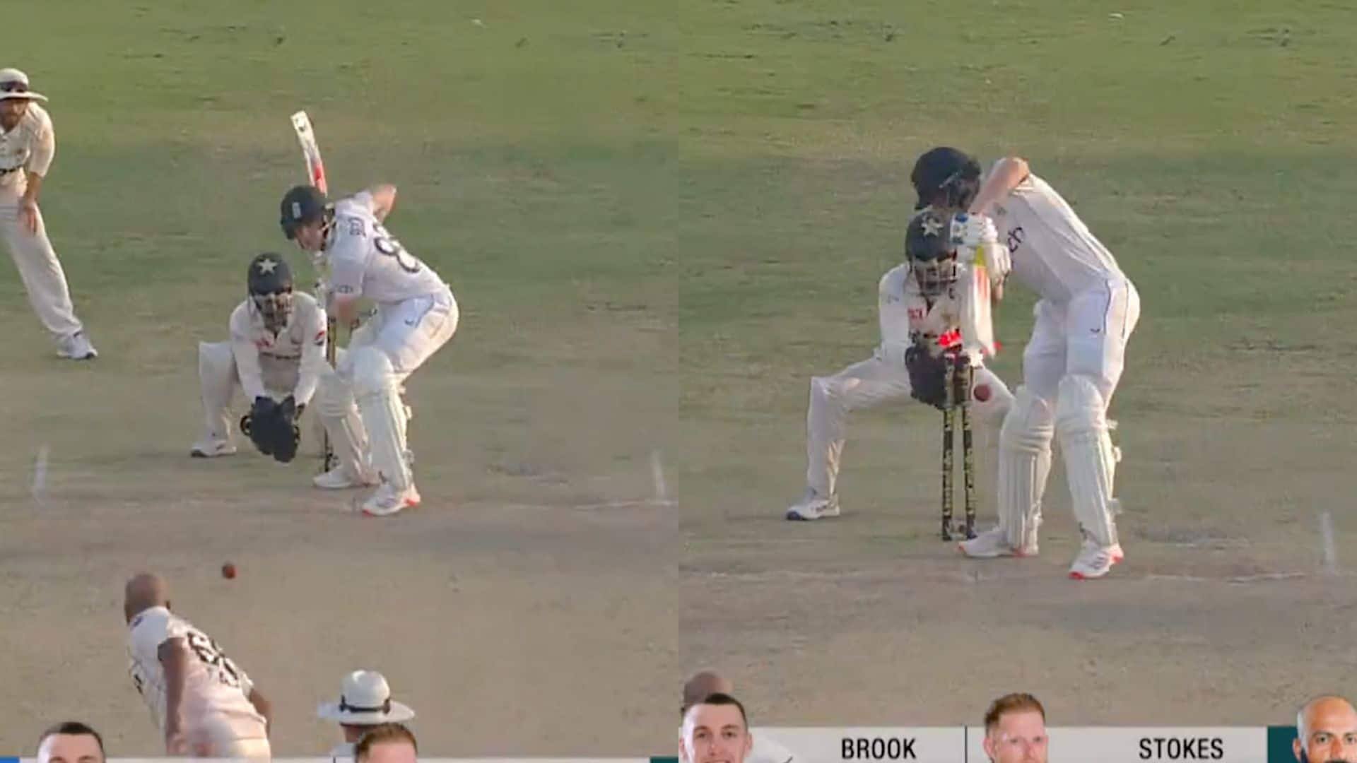 Harry Brook was cleaned up by Sajid Khan [Source: @TheRealPCB/X]