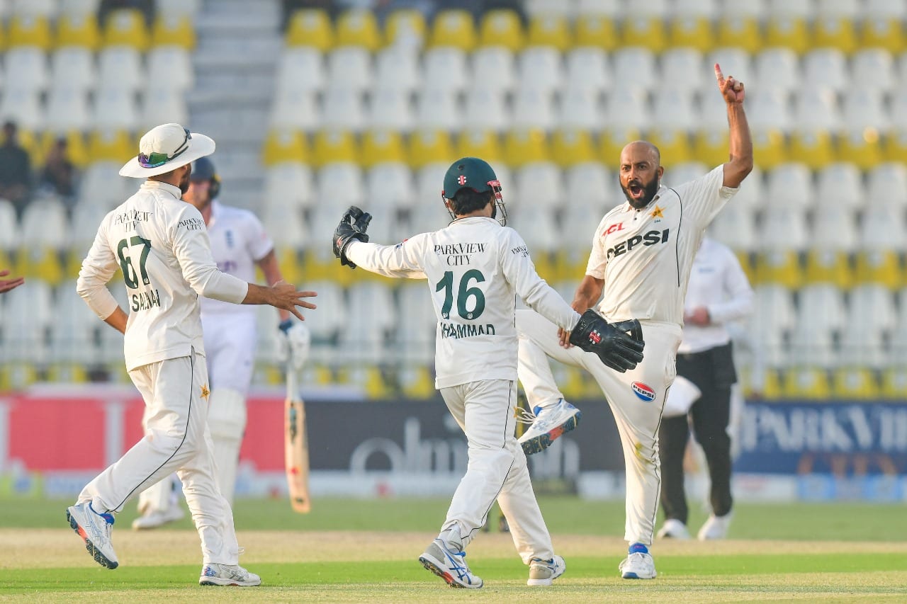 Sajid Khan led Pakistan's fightback late on Day 2 [Source: @TheRealPCB/x]