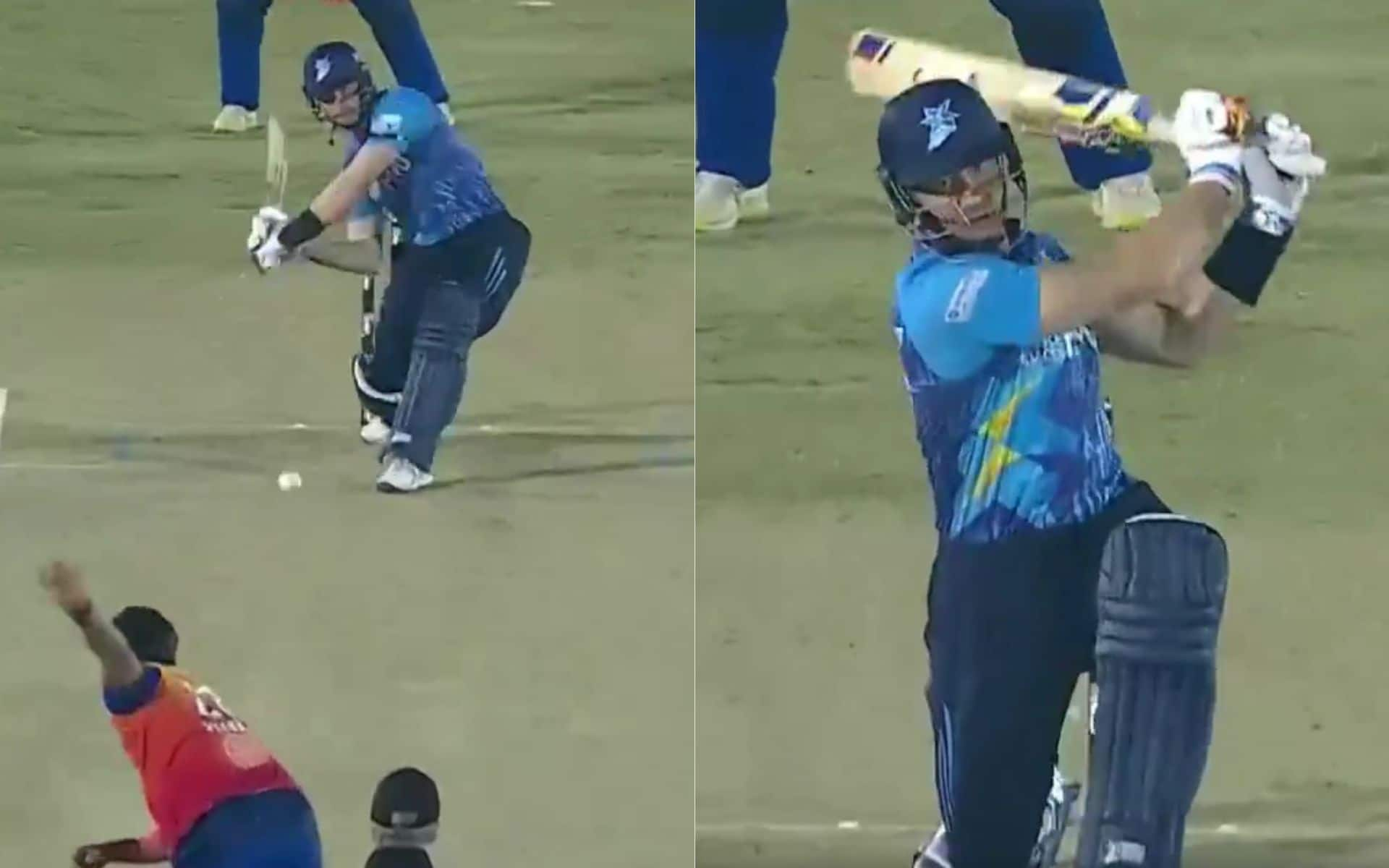 Martin Guptill struck an iconic no-look six [Source: @mufaddal_vohra/x.com]