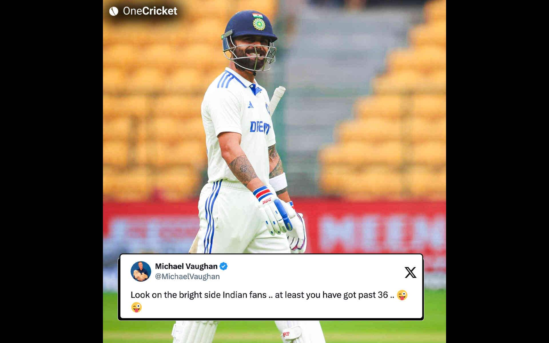 Michael Vaughan trolls India (Source@OneCricketApp/X.com)