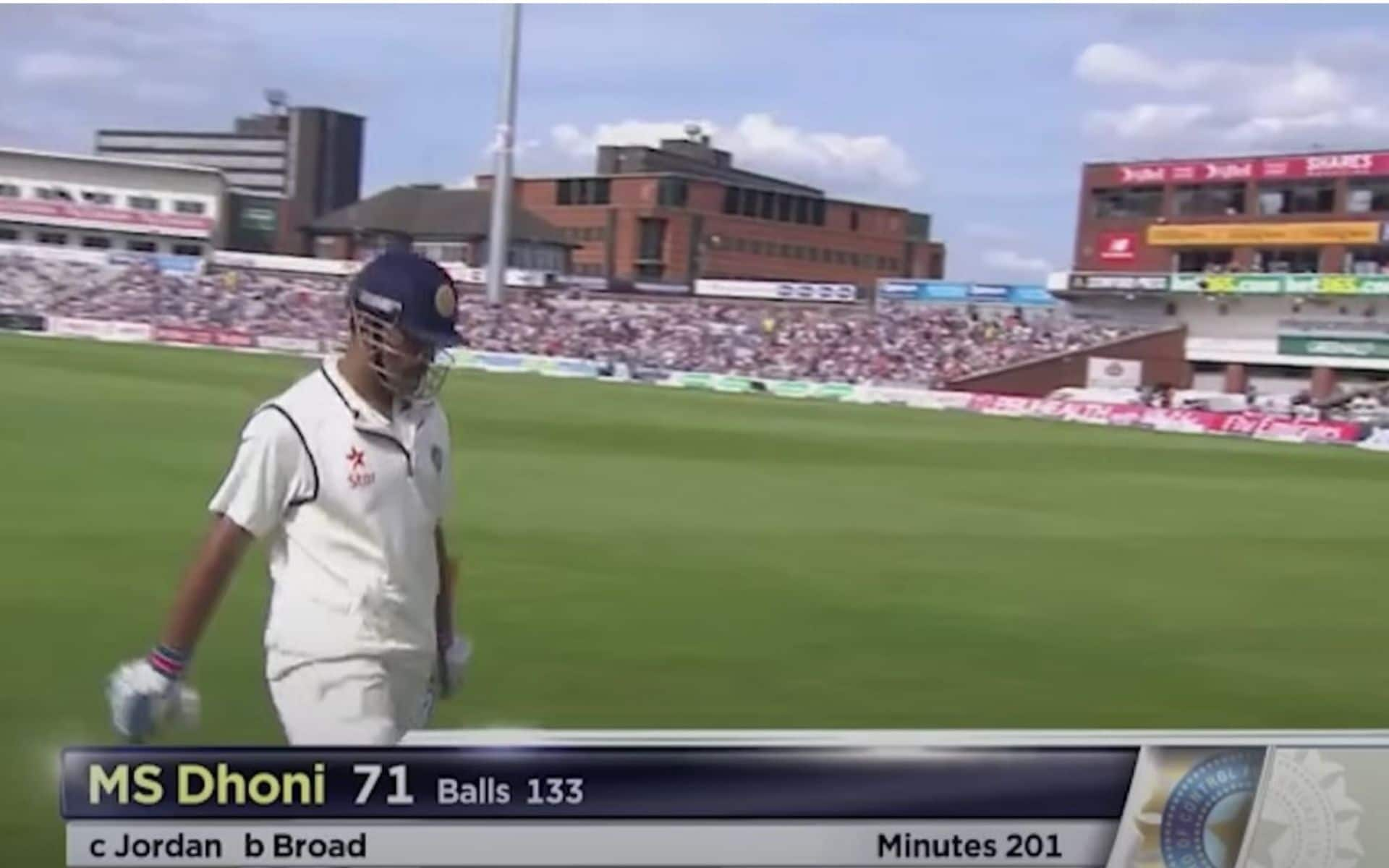 MS Dhoni scored 71 after India succumbed to 8-4 [Source: Screengrab/@officialenglandcricket/YouTube]