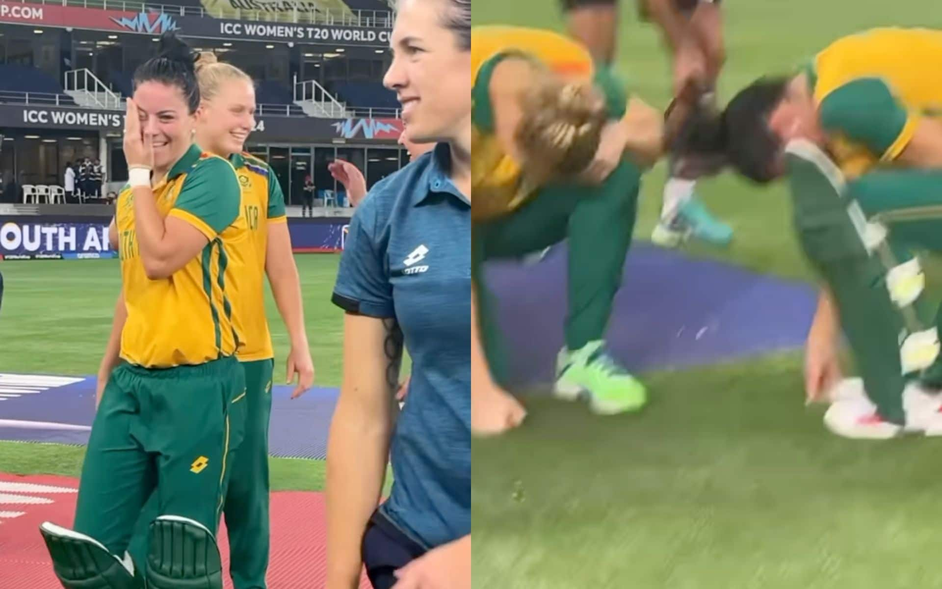 South African players get emotional after beating Australia [Source: T20worldcup/Instagram]