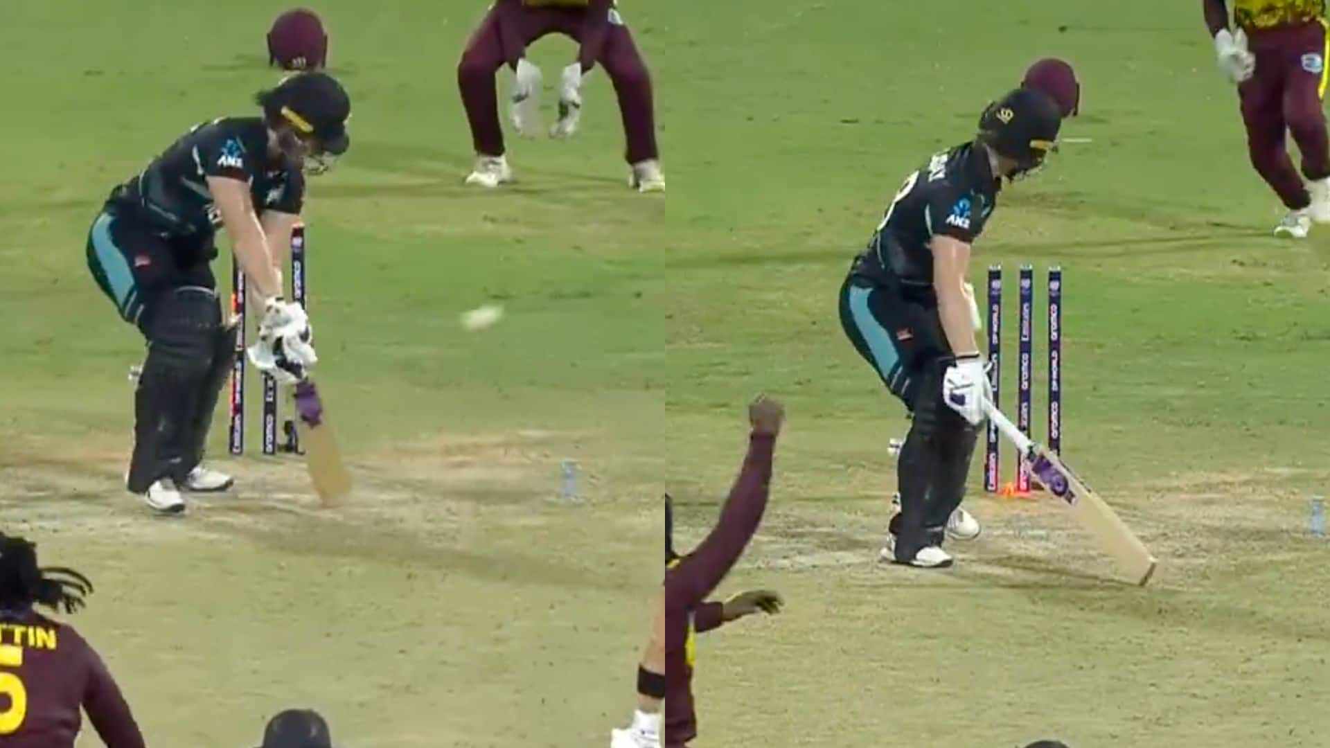 Deandra Dottin's magnificent yorker to Brooke Halliday [Source: Screengrab/@SkyCricket/X]