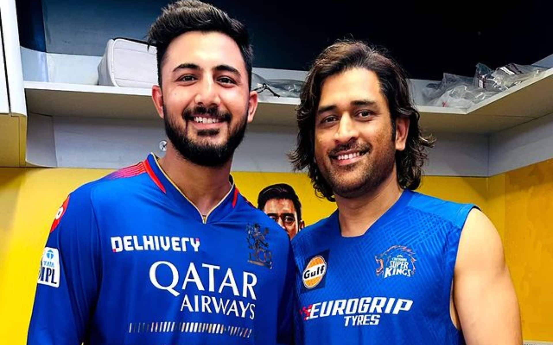 Saurav Chauhan with MS Dhoni during IPL 2024 [Source: @saurav.27._/Instagram]