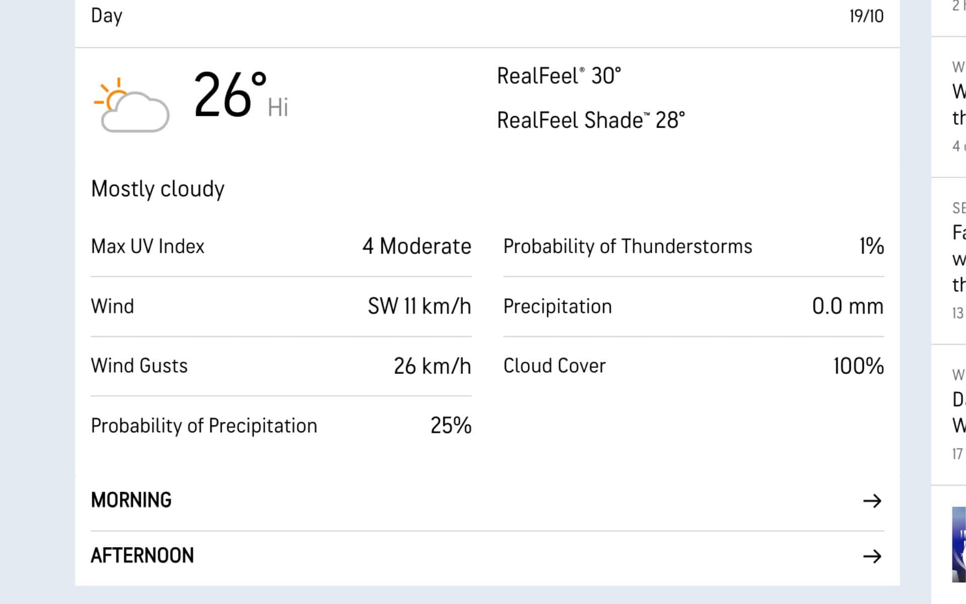 Weather Report for Day 4 (Source:@ AccWeather.com)