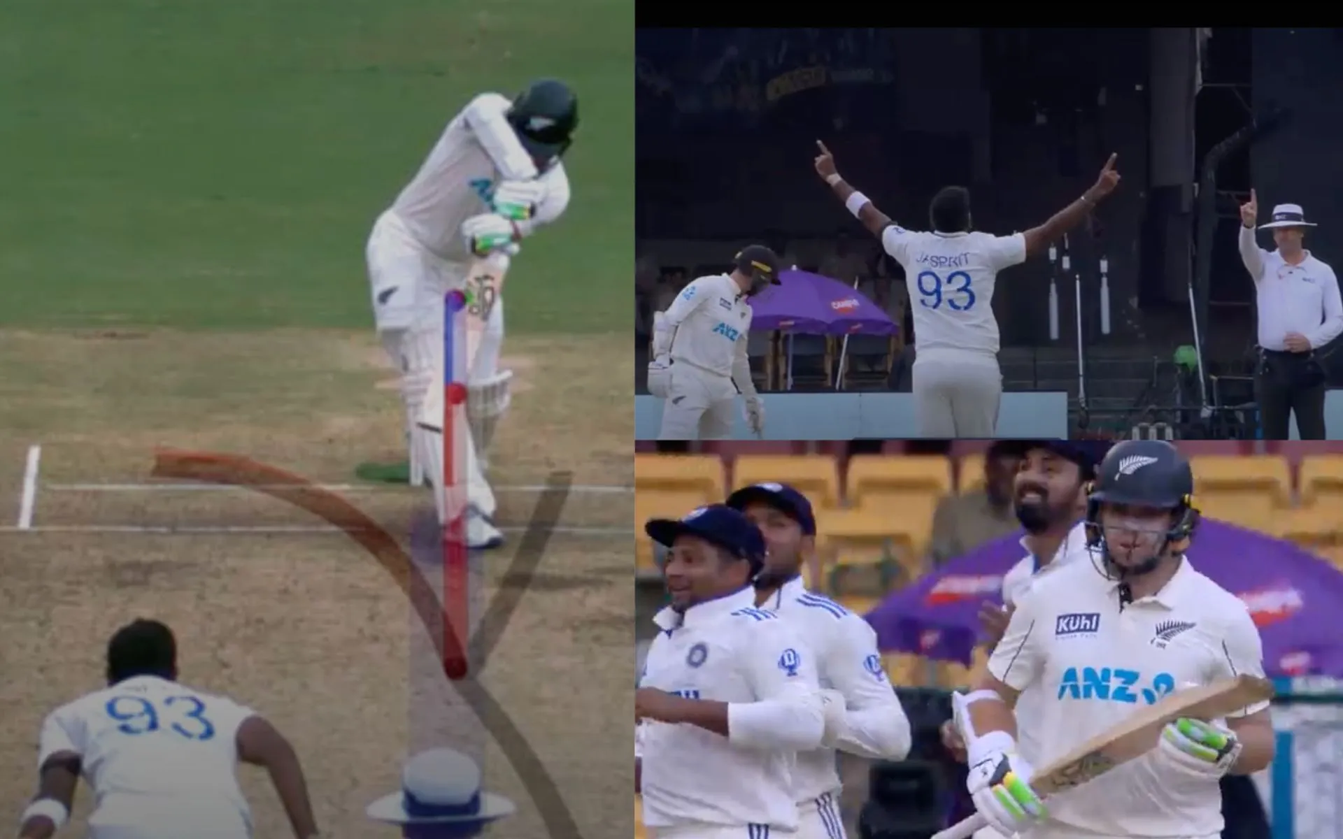 Jasprit Bumrah struck fast removing Kiwi captain Tom Latham (X.com/JioCinema)