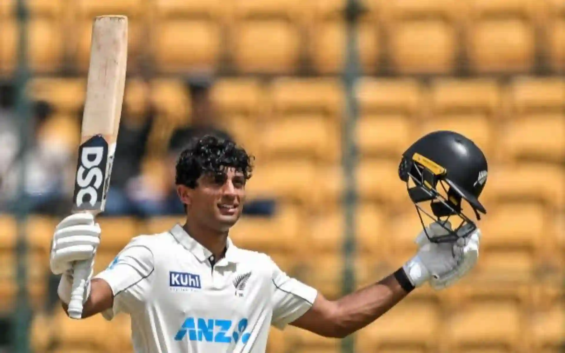 Rachin Ravindra after the century Vs India (Source: @mufaddal_vohra/x.com)