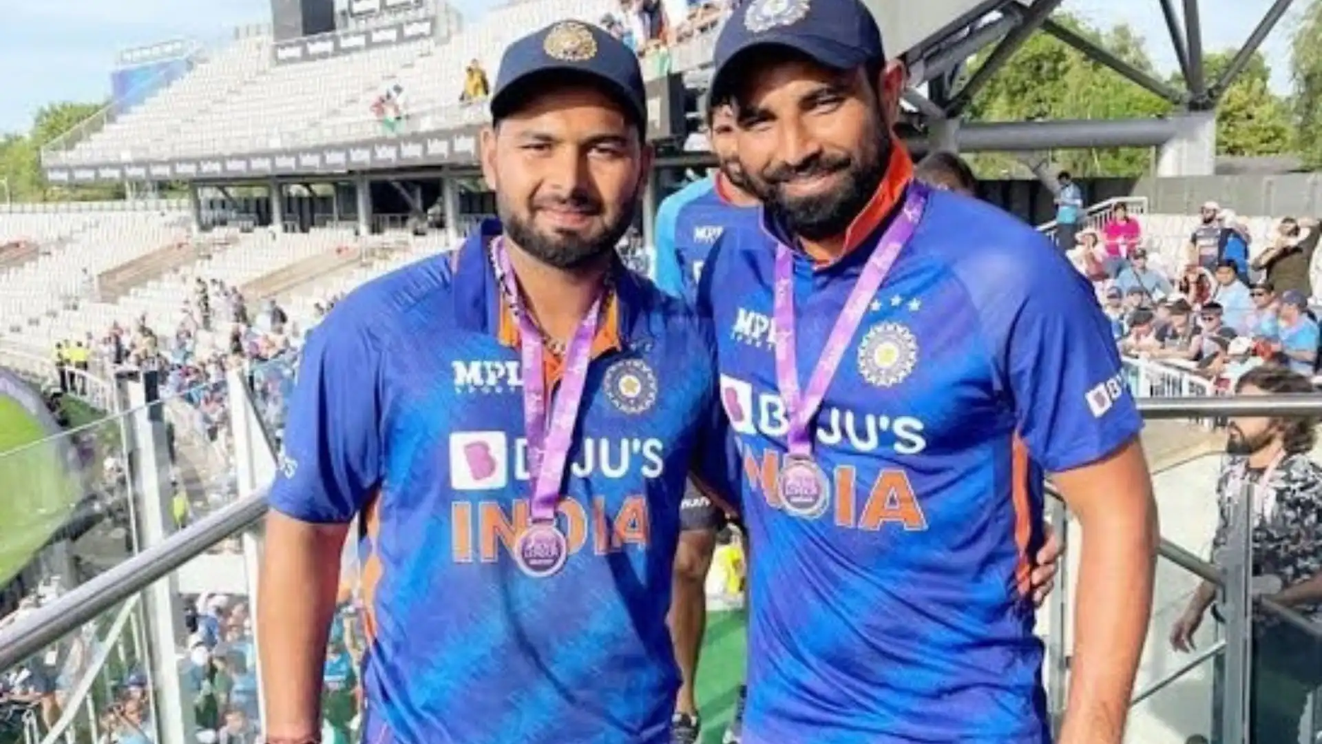 Mohammed Shami with Rishabh Pant [Source: @riseup_pant17/X]