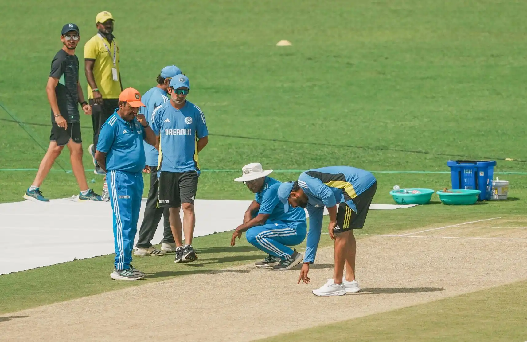 Rohit and Gambhir monitoring the pitch [Source: PTI]
