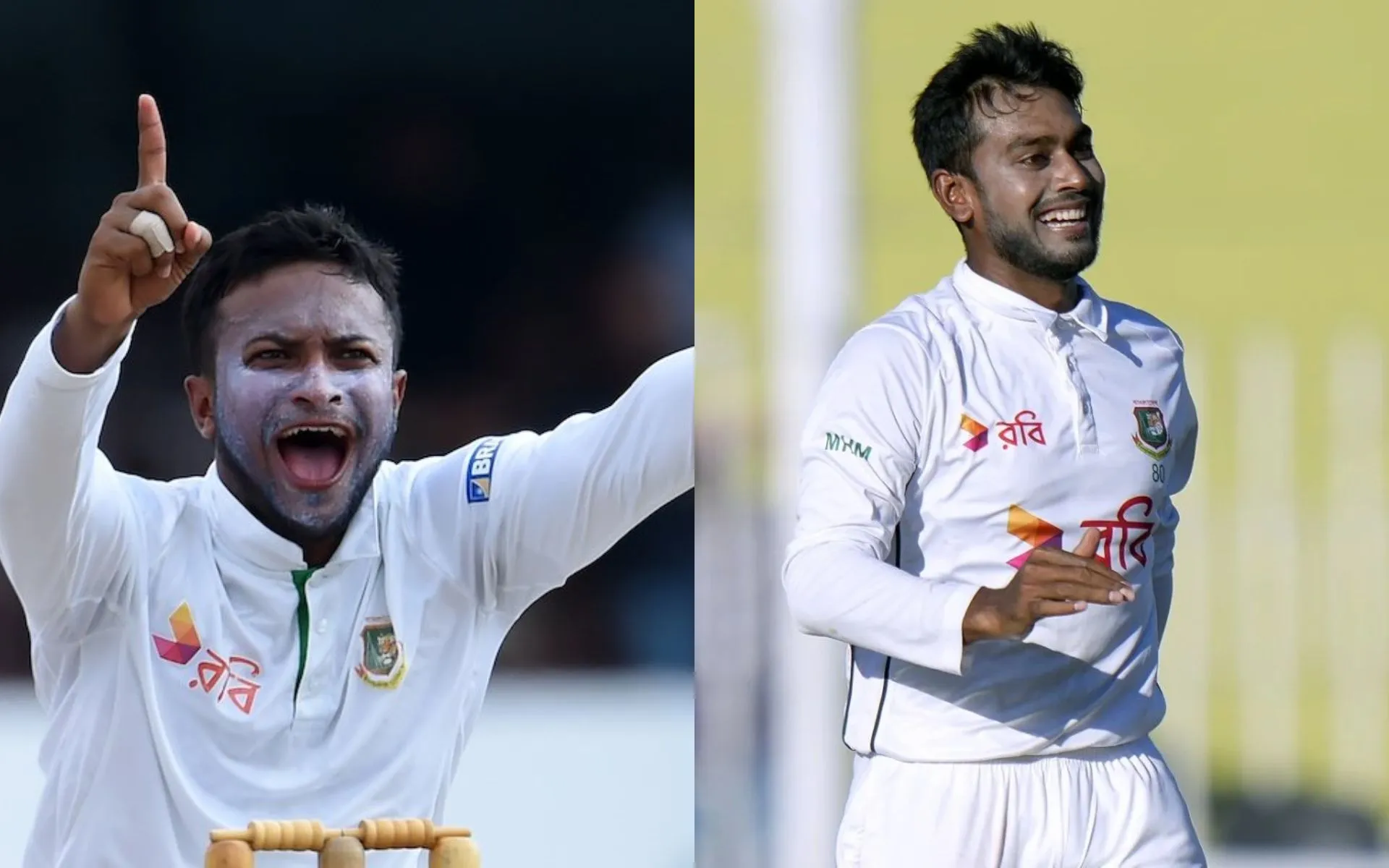 Mehidy Hasan Miraz and Shakib Al Hasan (Source:@Rnawaz31888/x.com and @Oam_16/x.com)