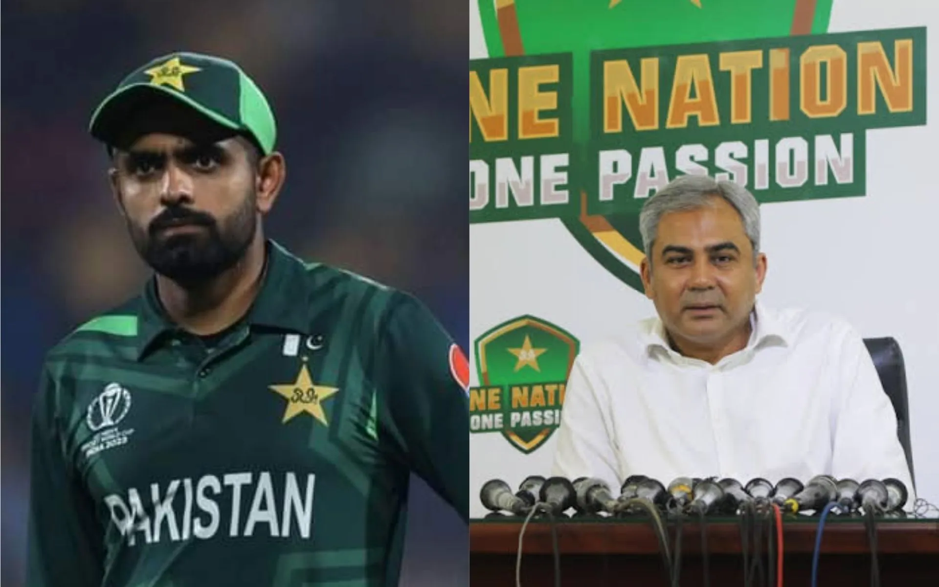 Babar Azam and Mohsin Naqvi (Source:@Rnawaz31888/x.com)