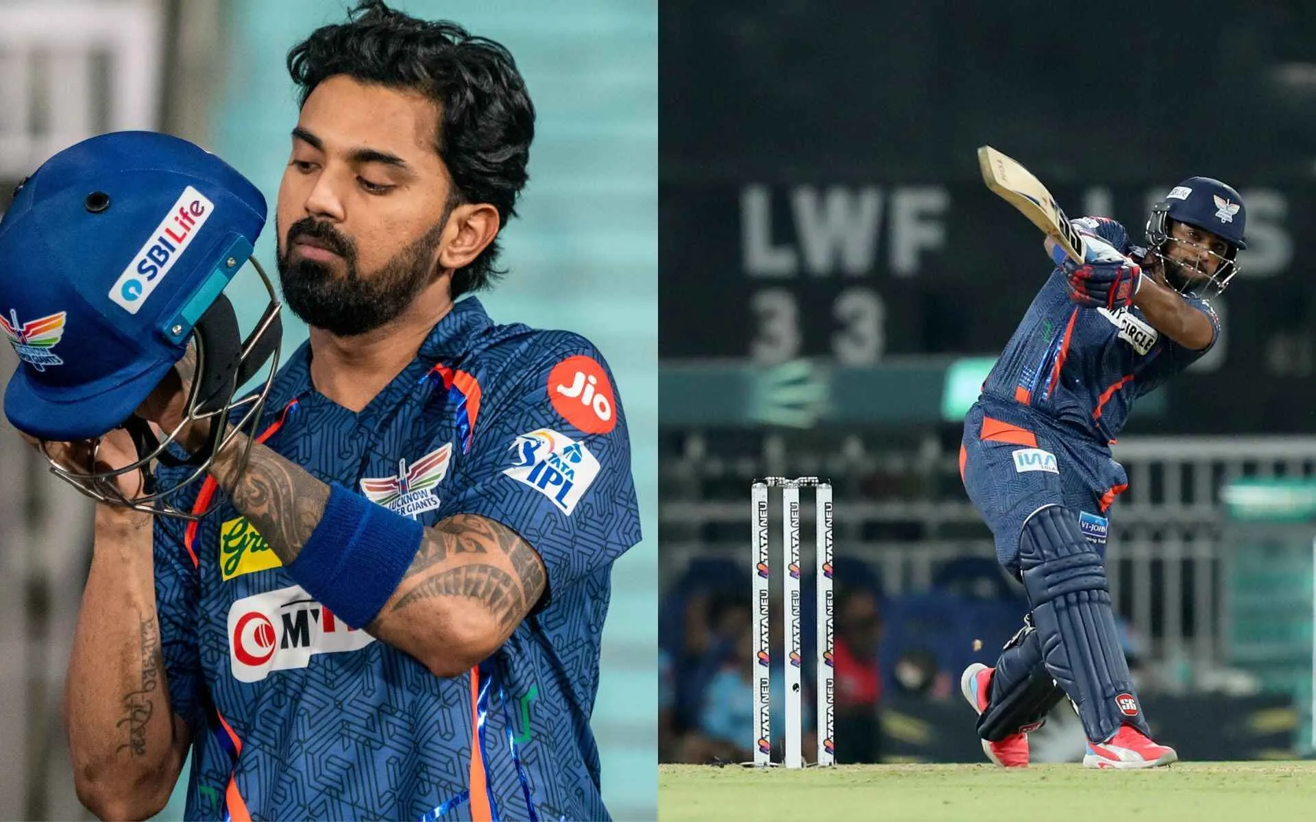 KL Rahul and Nicholas Pooran (Source:@Kunal_KLR, x.com and @LucknowIPL,x.com)