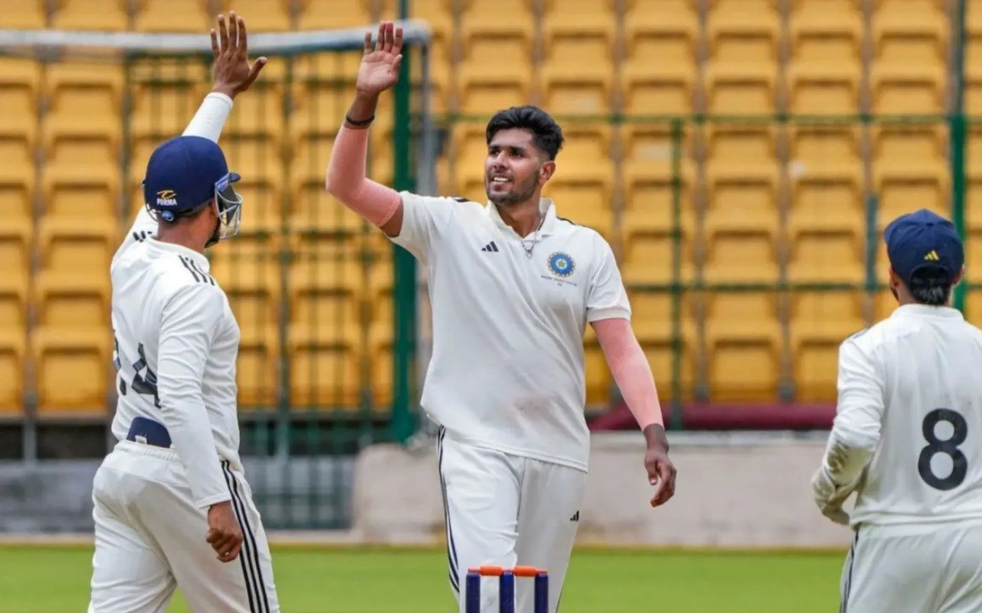 Harshit Rana celebrates a wicket. [Source: @mufaddal_vohra/X]