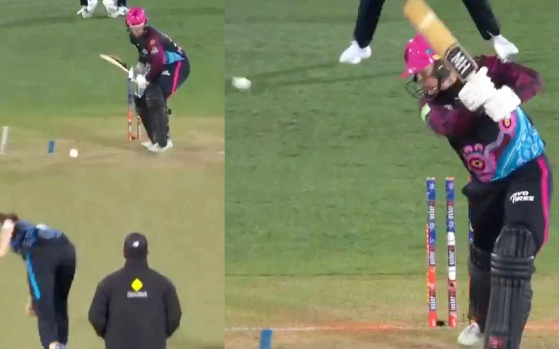 Darcie Brown cleaned up Hollie Armitage in the  WBBL 10 [Source: Screen grab from @WBBL/x.com]