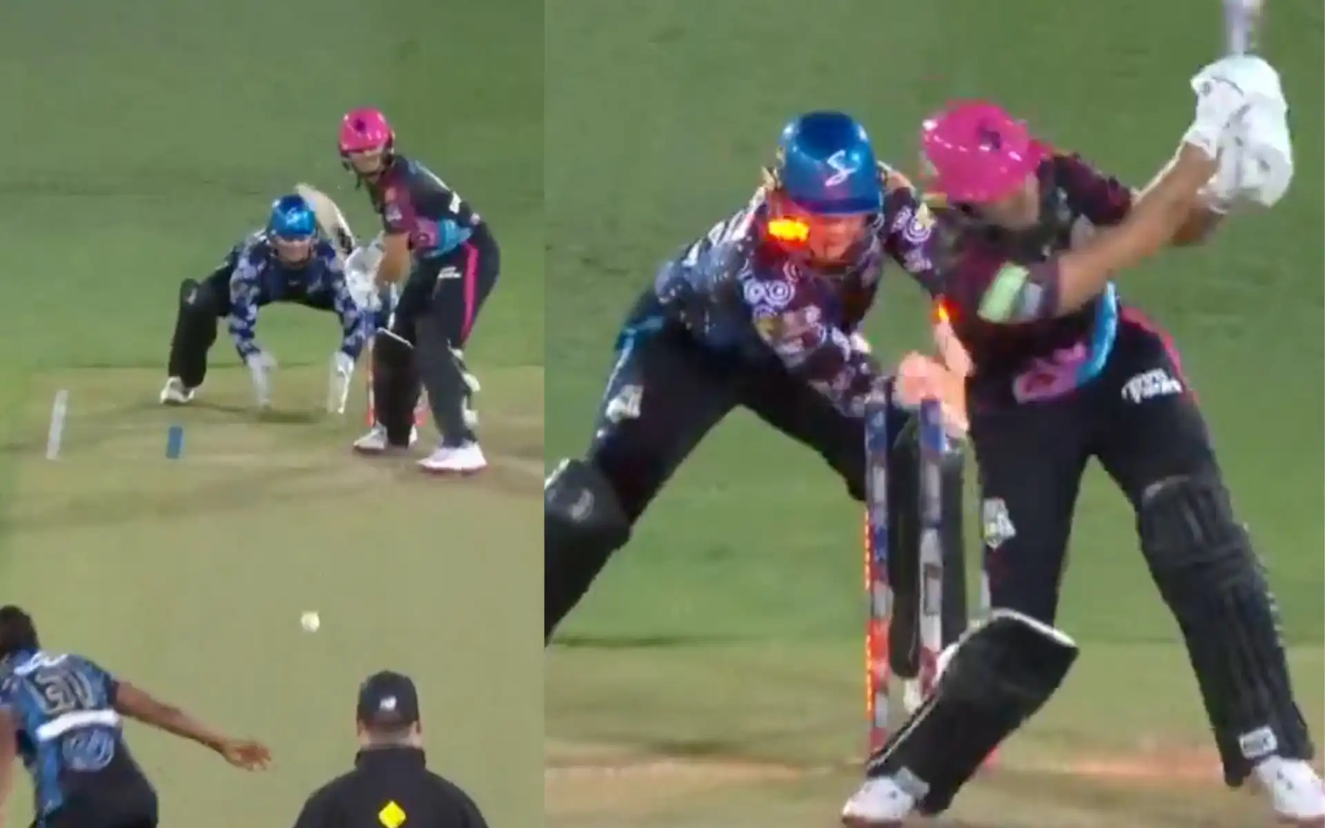 Anesu Mushangwe bowled Ashleigh Garnder in the 5th match of WBBL 10 [Source: Screen grab from @WBBL/x.com]