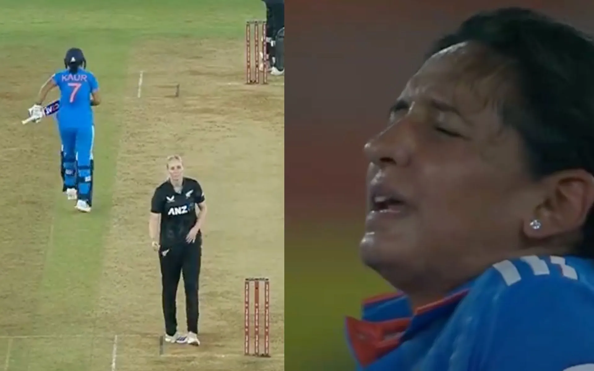Harmanpreet Kaur suffered a calf strain during the 3rd ODI against New Zealand [Source: Screen grab from @viratgoback/x.com]