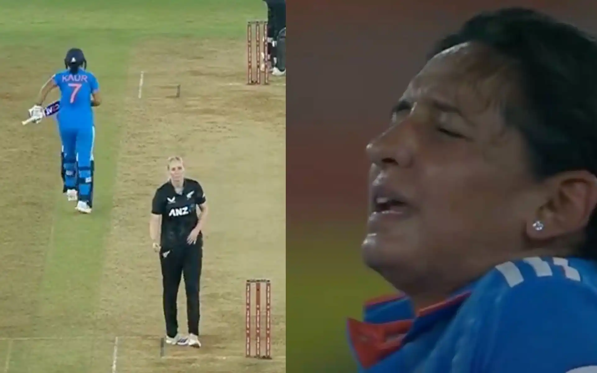 Harmanpreet Kaur suffered a calf strain during the 3rd ODI against New Zealand [Source: Screen grab from @viratgoback/x.com]