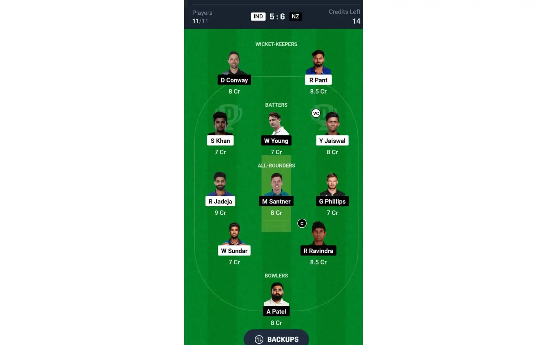 IND vs NZ, 3rd Test: Dream11 Team 1 [Source: @Dream11 App]