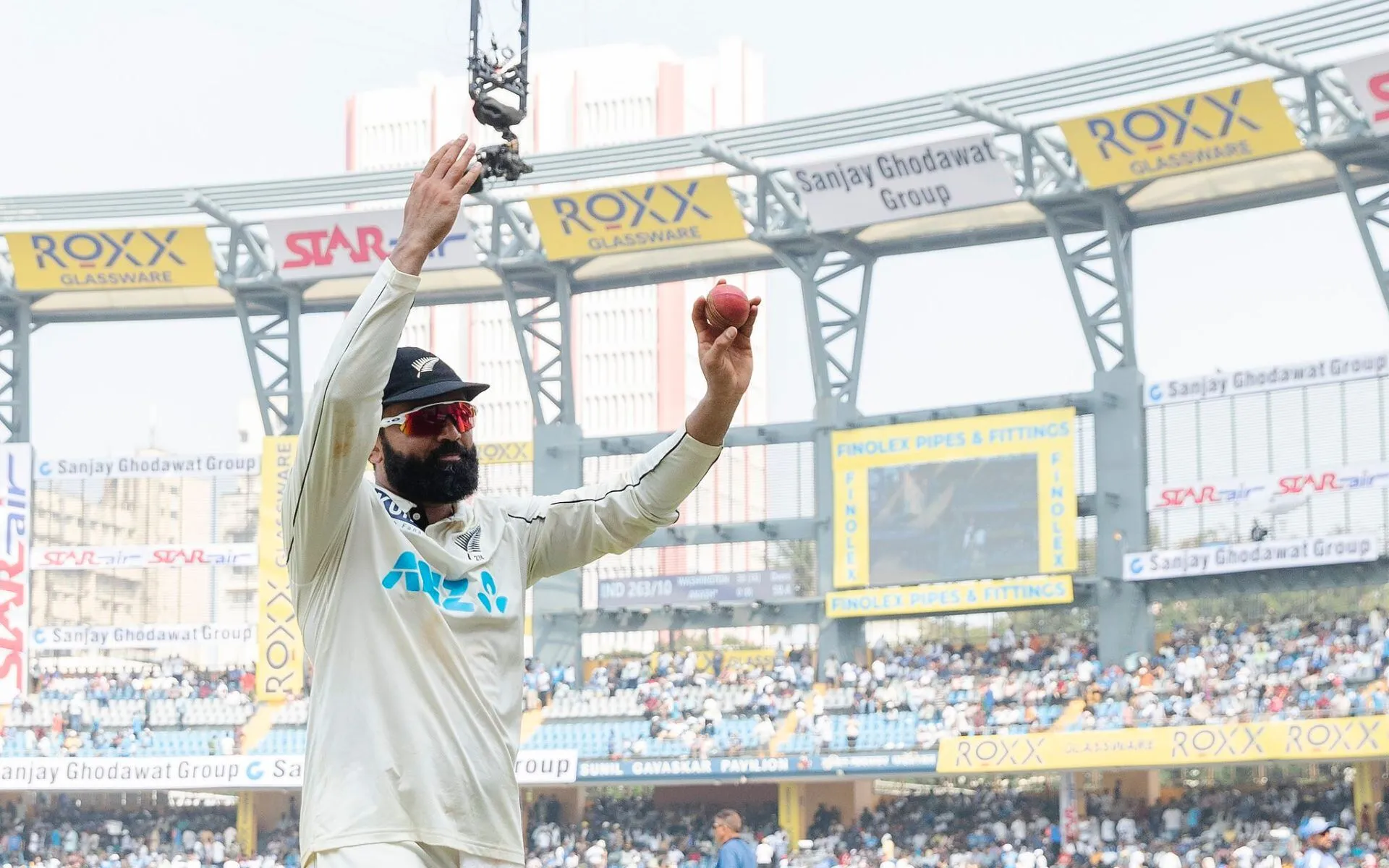 Ajaz Patel picked three wickets on Day 2. [Source: @BLACKCAPS/X]
