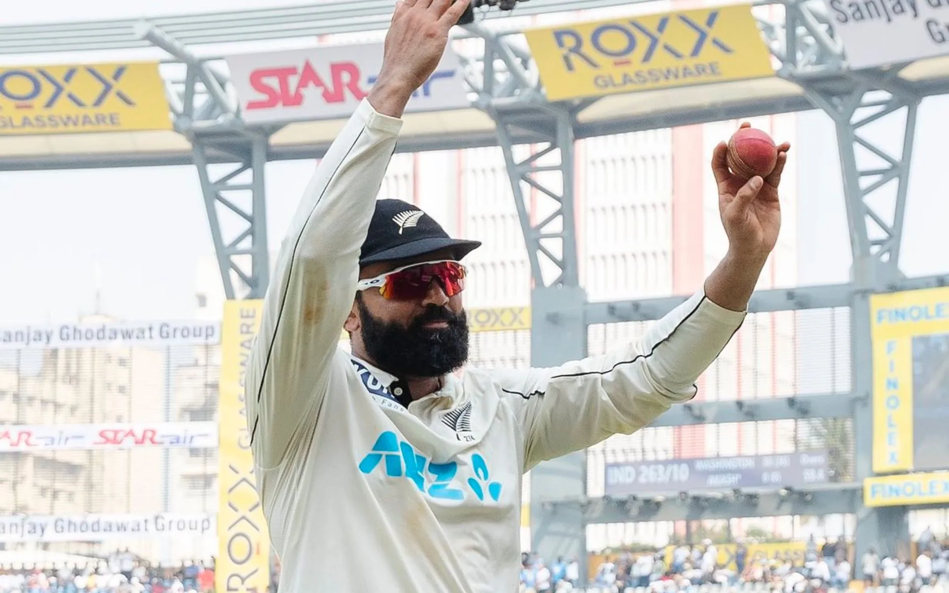 Ajaz Patel at Wankhede Stadium (Source:@BLACKCAPS/X.com)