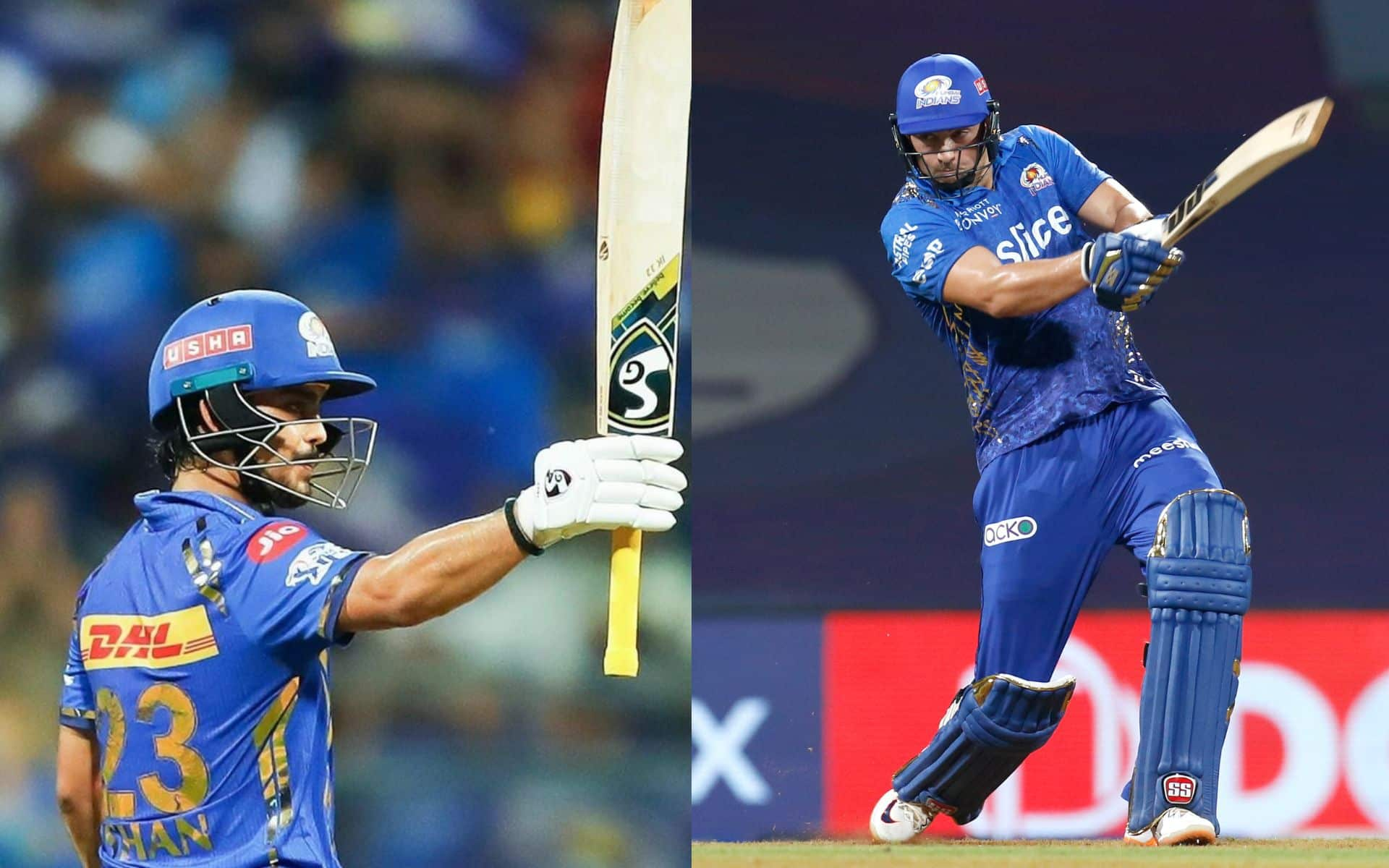 ईशान किशन और टिम डेविड [Source: @mipaltan,@ogblinkit/x.com]