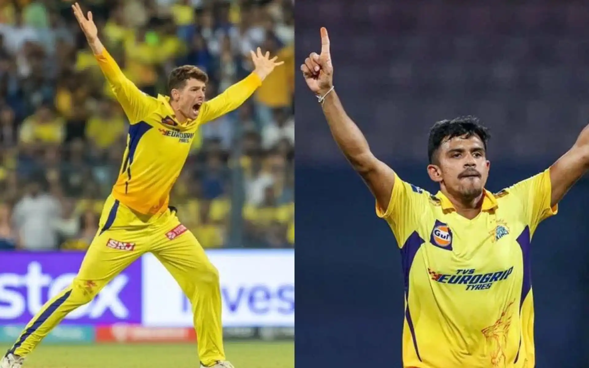 Mitchell Santner and Maheesh Theekshana [Source: @HustlerCSK,@JunaidKhanation/x.com]
