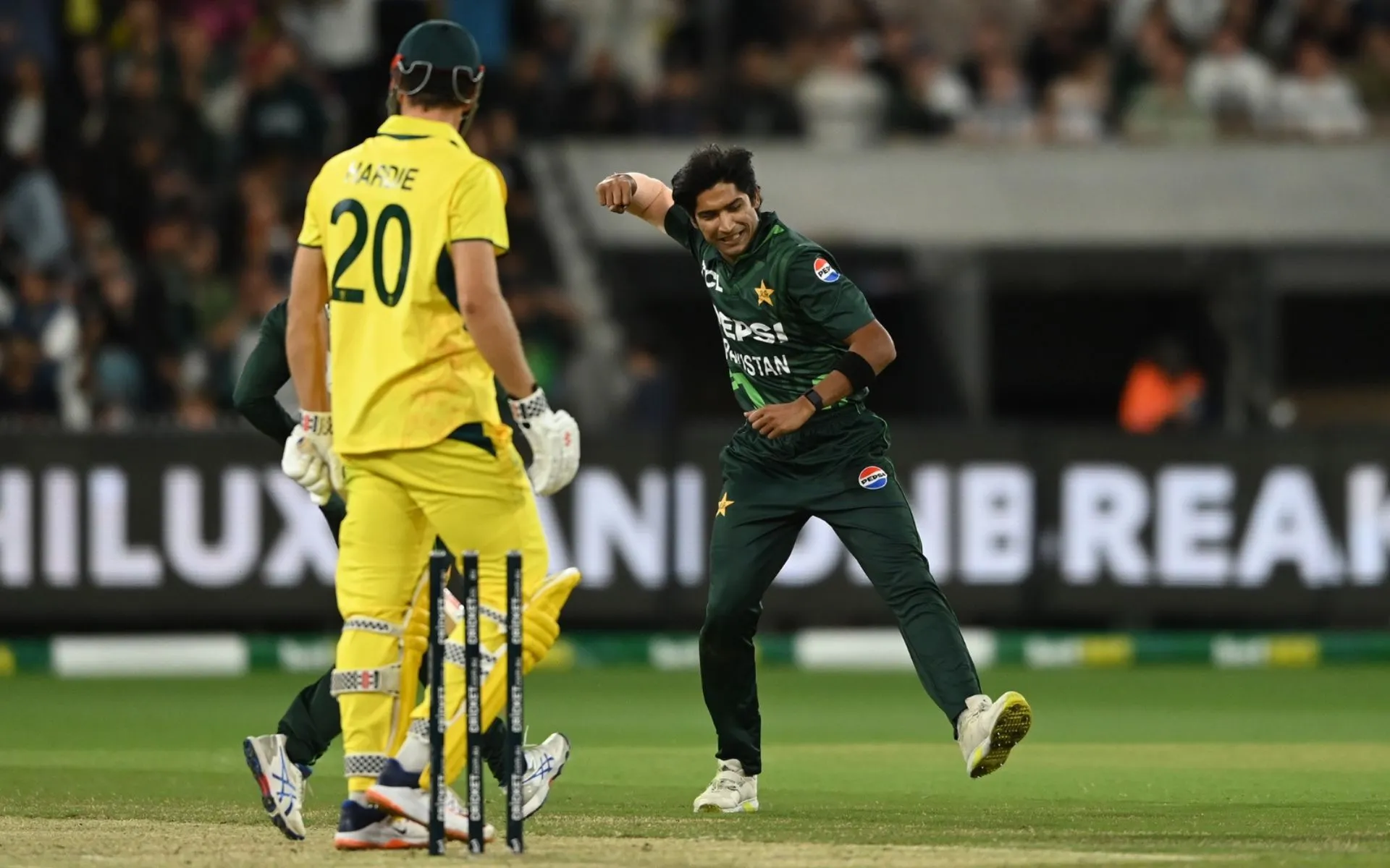 Pakistan bowlers picked up eight Australian wickets in the first ODI [Source: @TheRealPCB/x]