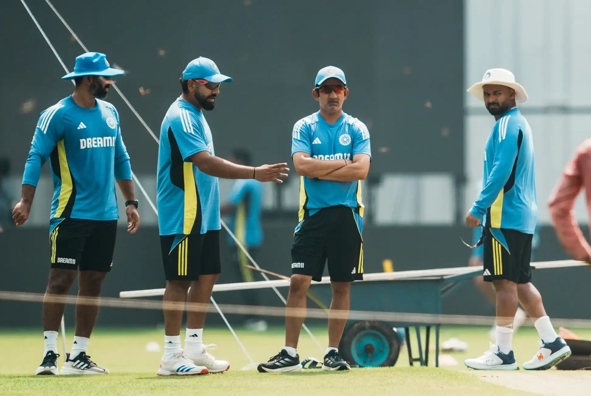 Gambhir and Rohit assessing Mumbai pitch [Source: PTI]
