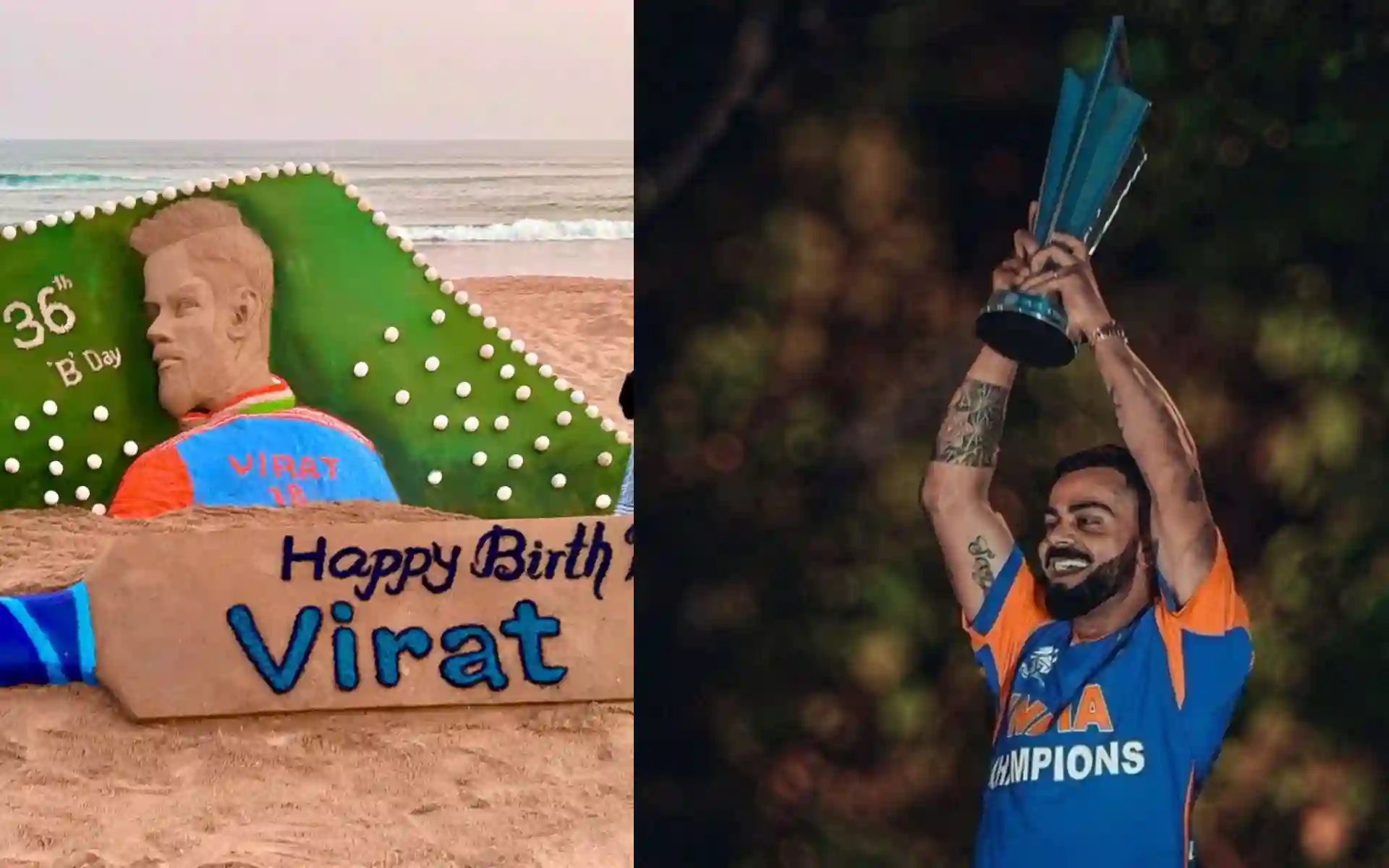 Sand Artist's Tribute For Virat Kohli- (Source:@Sudarsan/X.com)