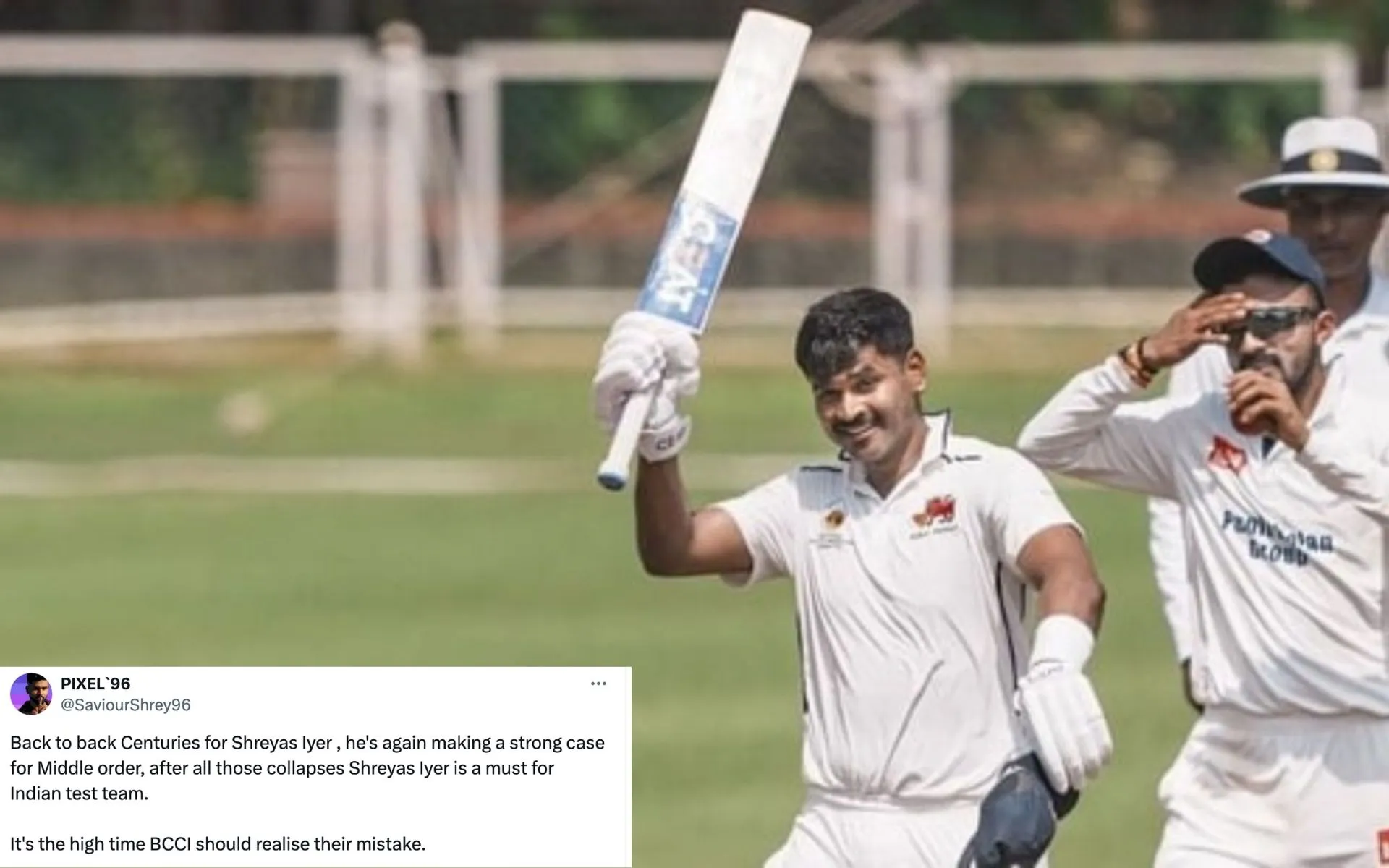 Shreyas Iyer has slammed back to back hundreds in Ranji Trophy [Source: @ImTanujSingh/x.com]