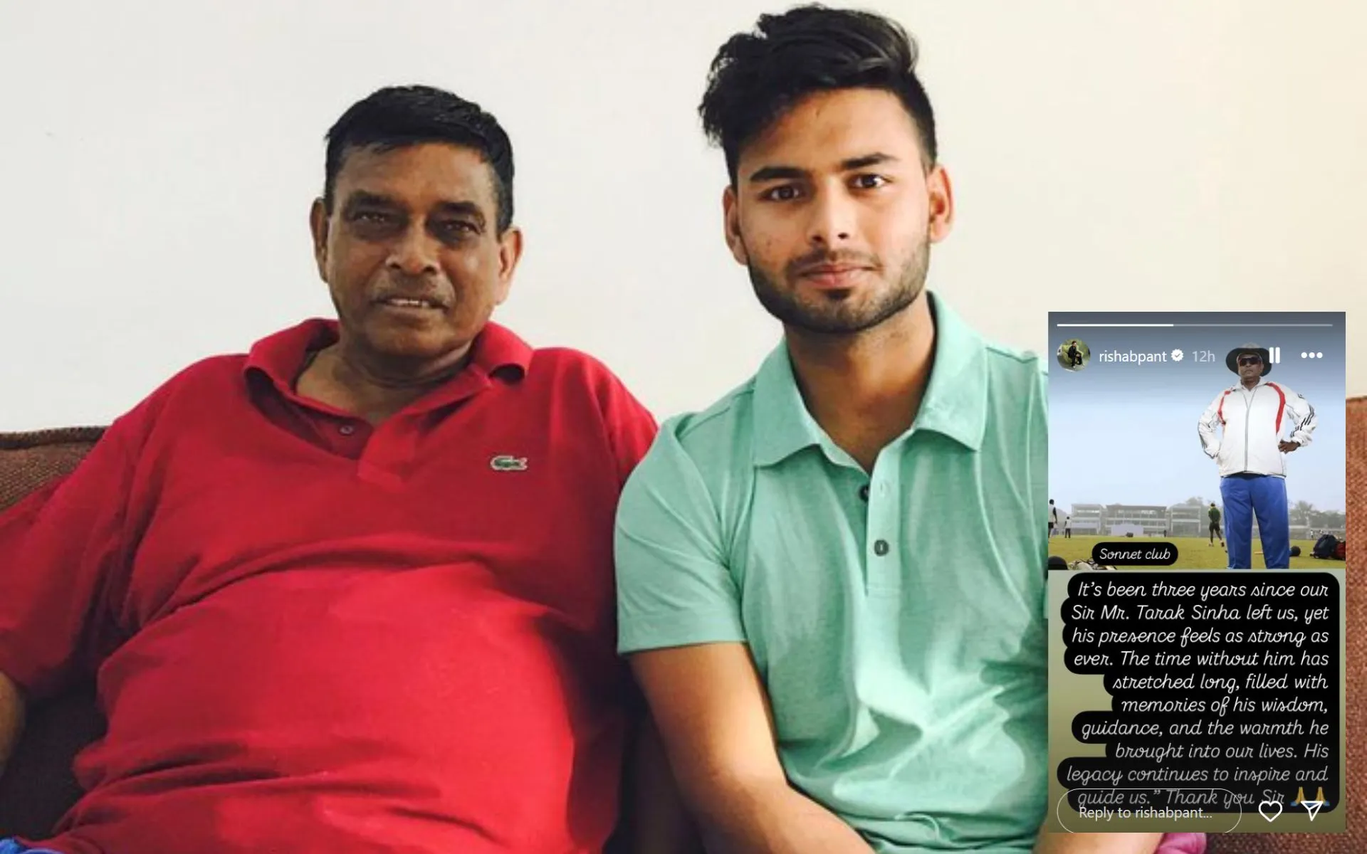 Rishabh Pant honoured late mentor Tarak Sinha with heartfelt post [Source: @amlesh_17/x.com]