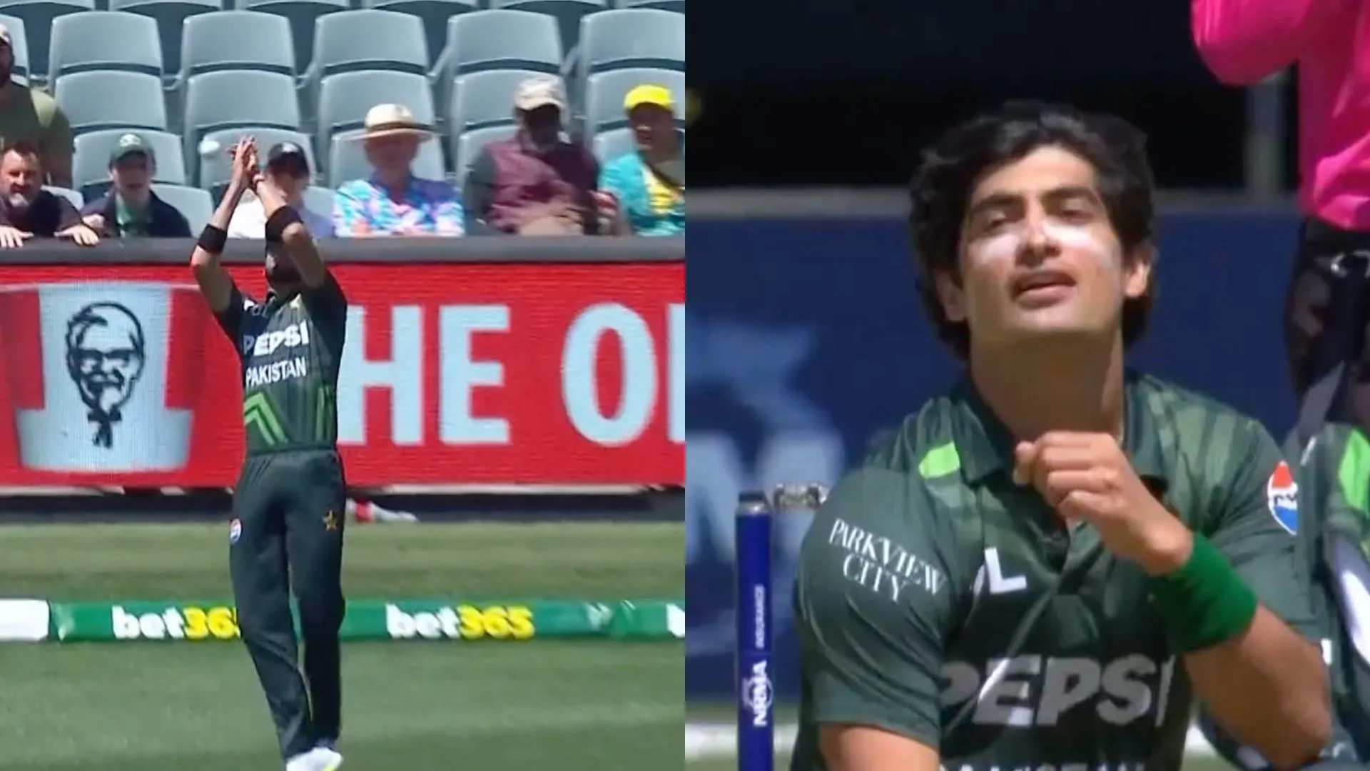 Naseem's reaction to Shaheen's poor effort [Source: @viratgoback/X]