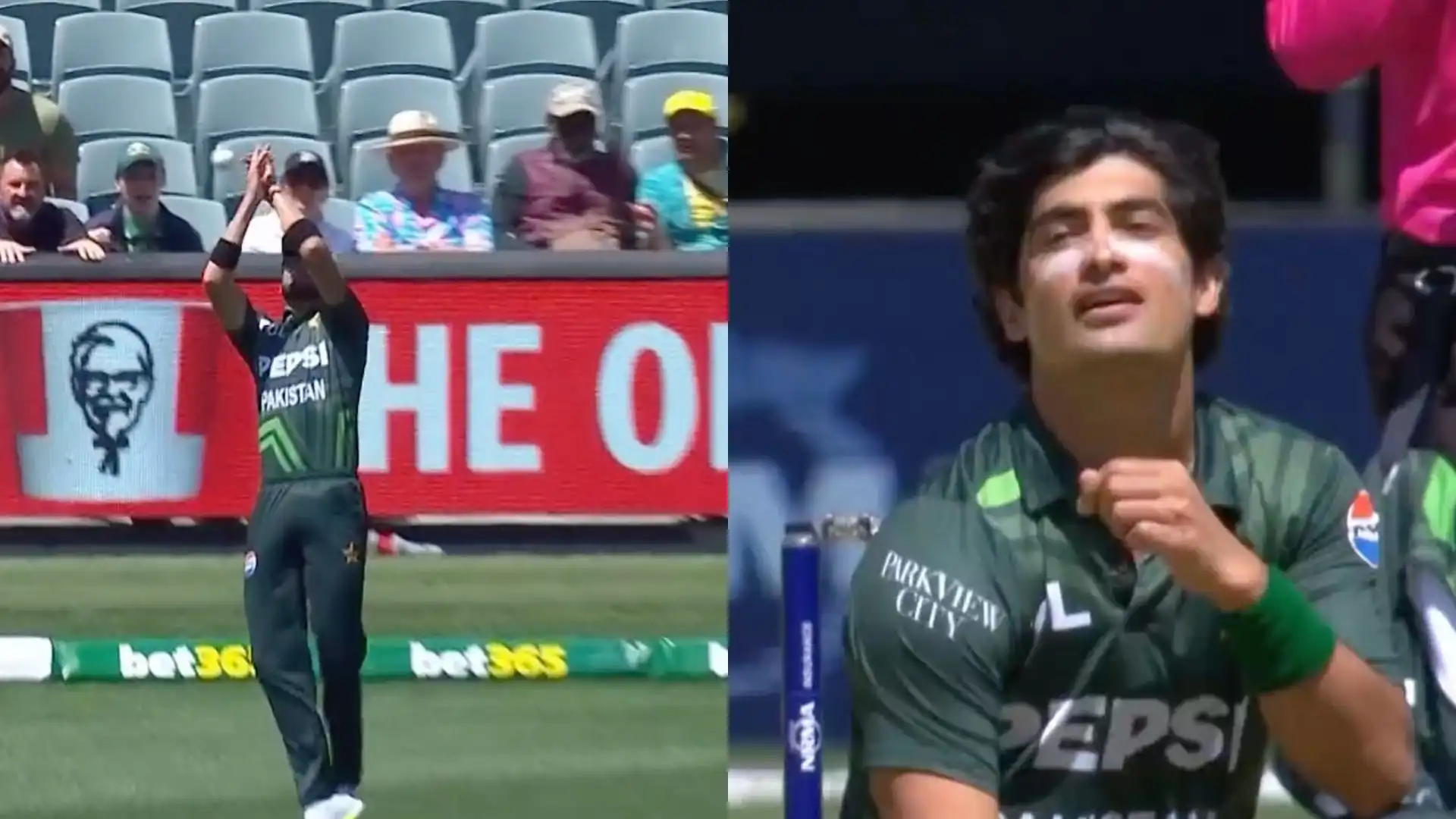 Naseem's reaction to Shaheen's poor effort [Source: @viratgoback/X]