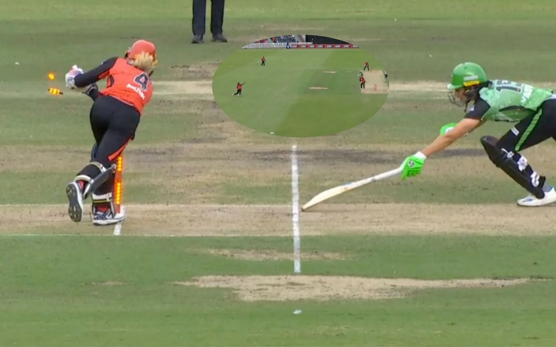 Yastika Bhatia's run out in WBBL 2024 (Source:@WBBL/X.com)