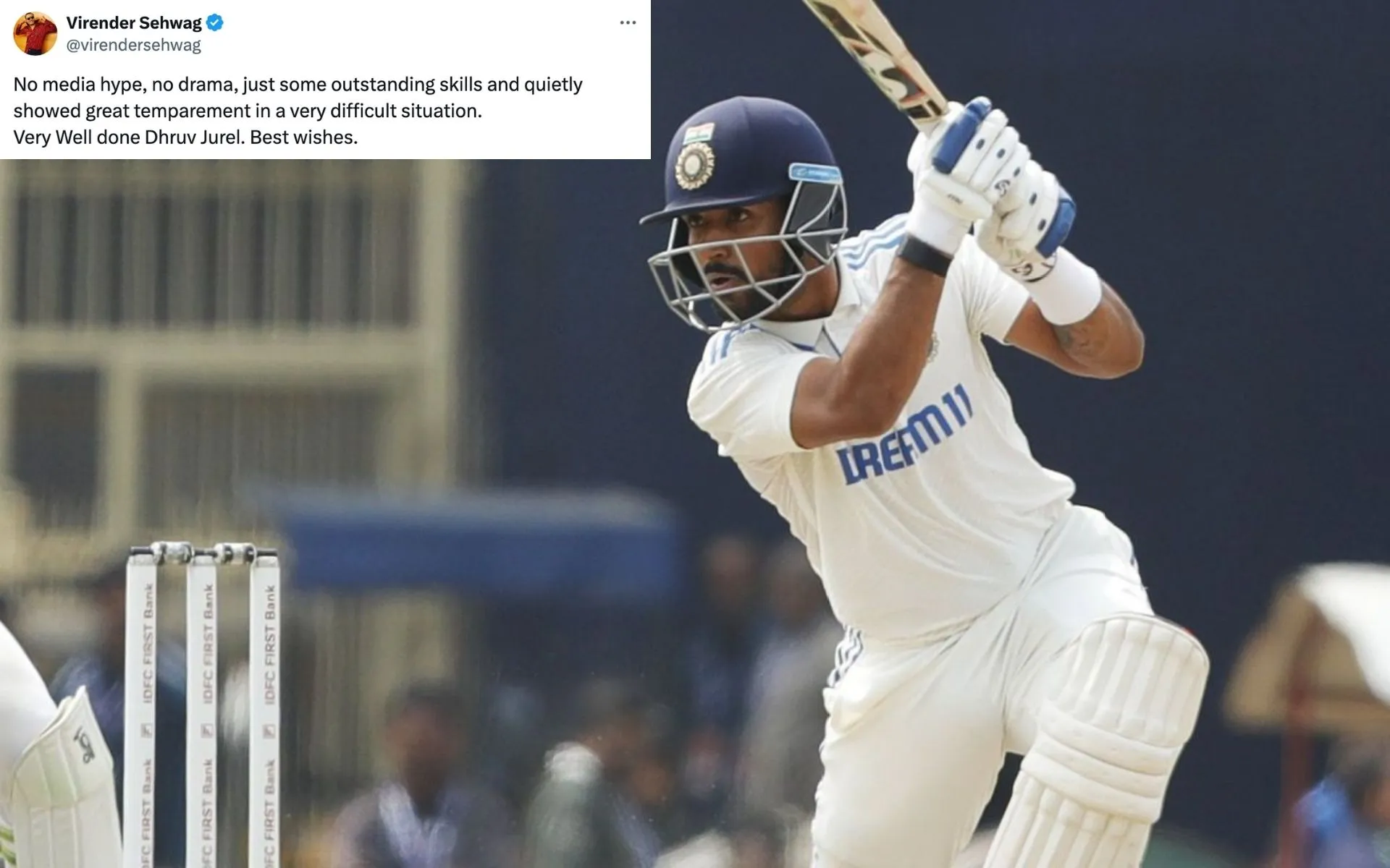 Fans impressed with Dhruv Jurel's fighting knocks in Australia [Source: @coolfunnytshirt/X.com]