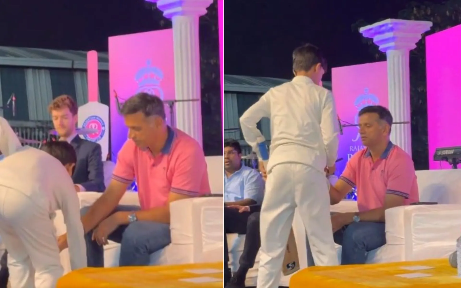 Rahul Dravid with his young fans at an RR event [Source: @rajasthanroyals/x]