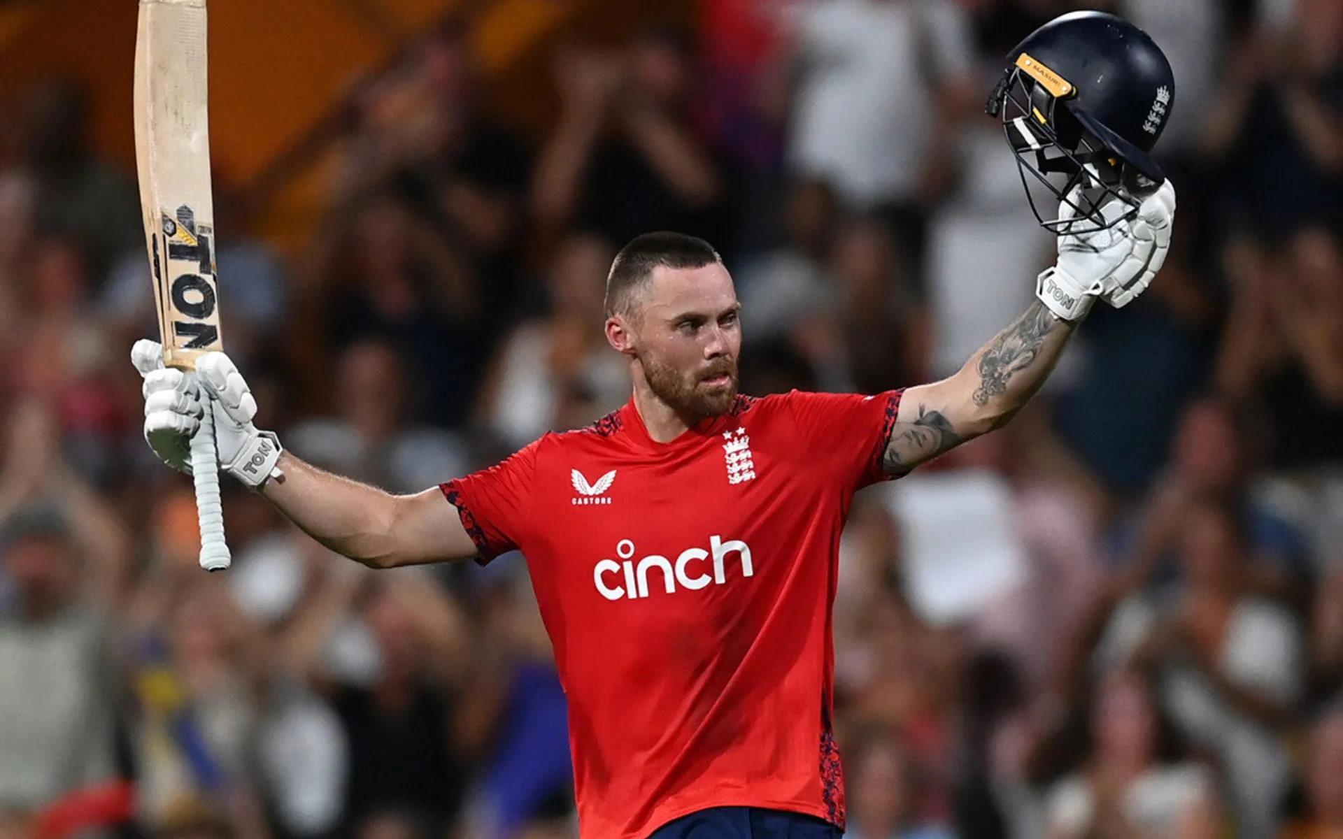Phil Salt celebrates his third T20I century. [Source: @englandcricket/X]