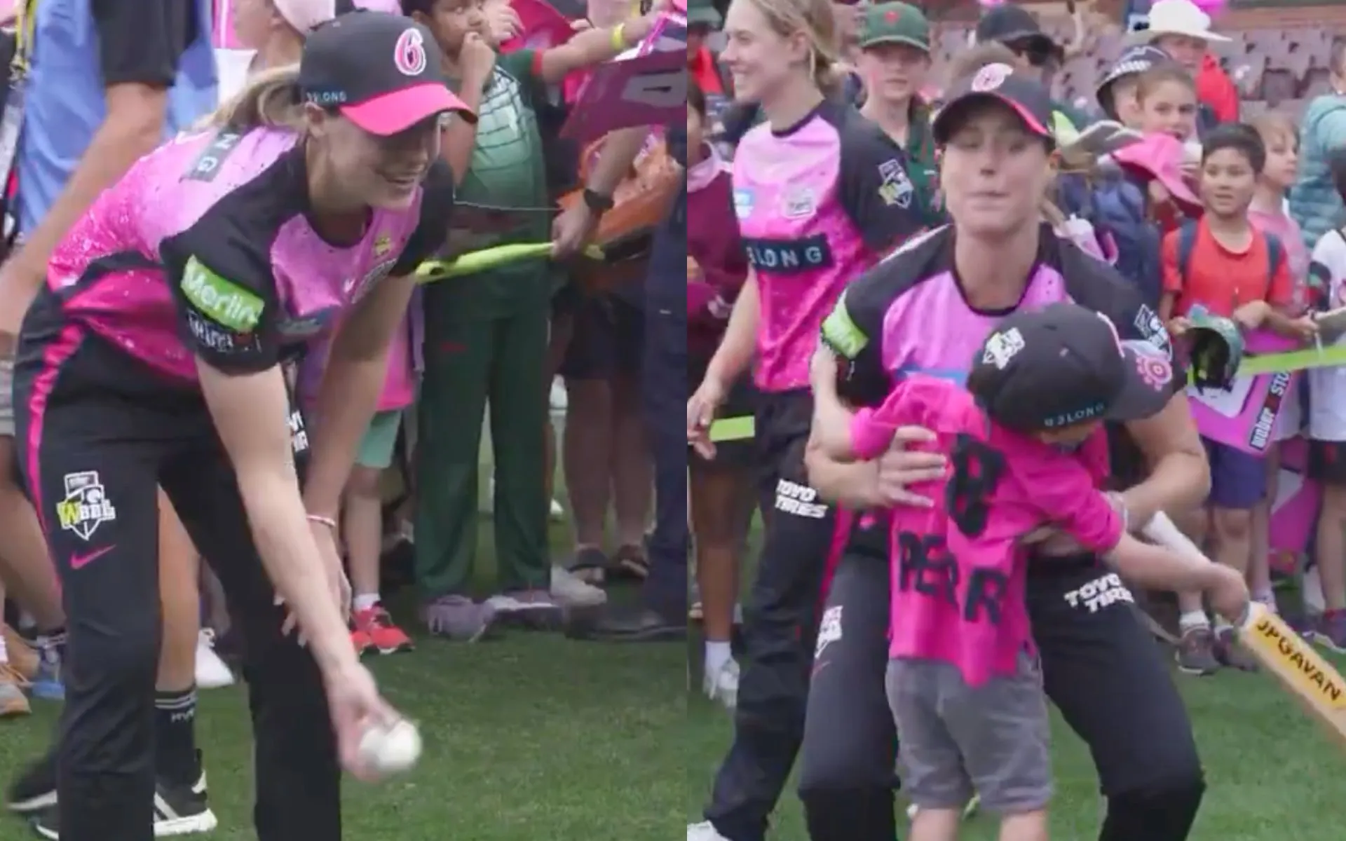 Ellyse Perry with a kid (Source:@WBBL/X.com)
