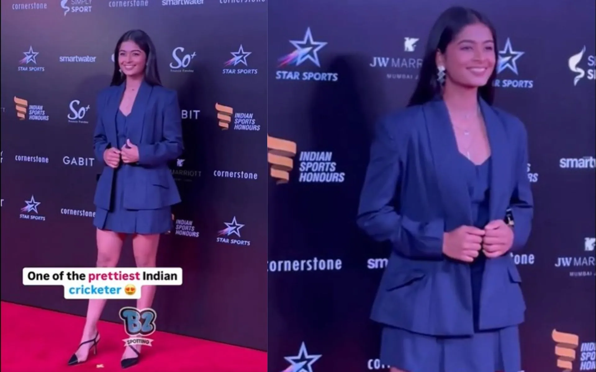 Shreyanka Patil at the Indian Sports Honours 2024 awards [Source: Screengrab/@Buzzz_spotting/x]