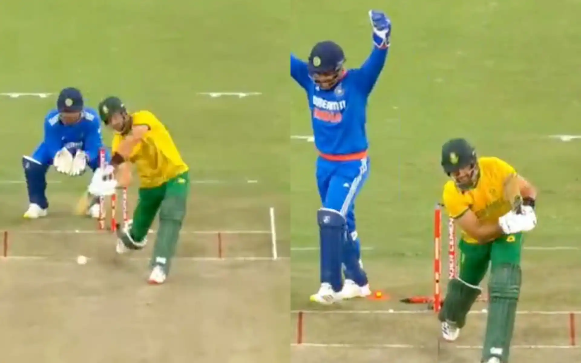 Aiden Markram was bowled by Varun Chakravarthy in the second T20I [Source: @JioCinema/x.com]