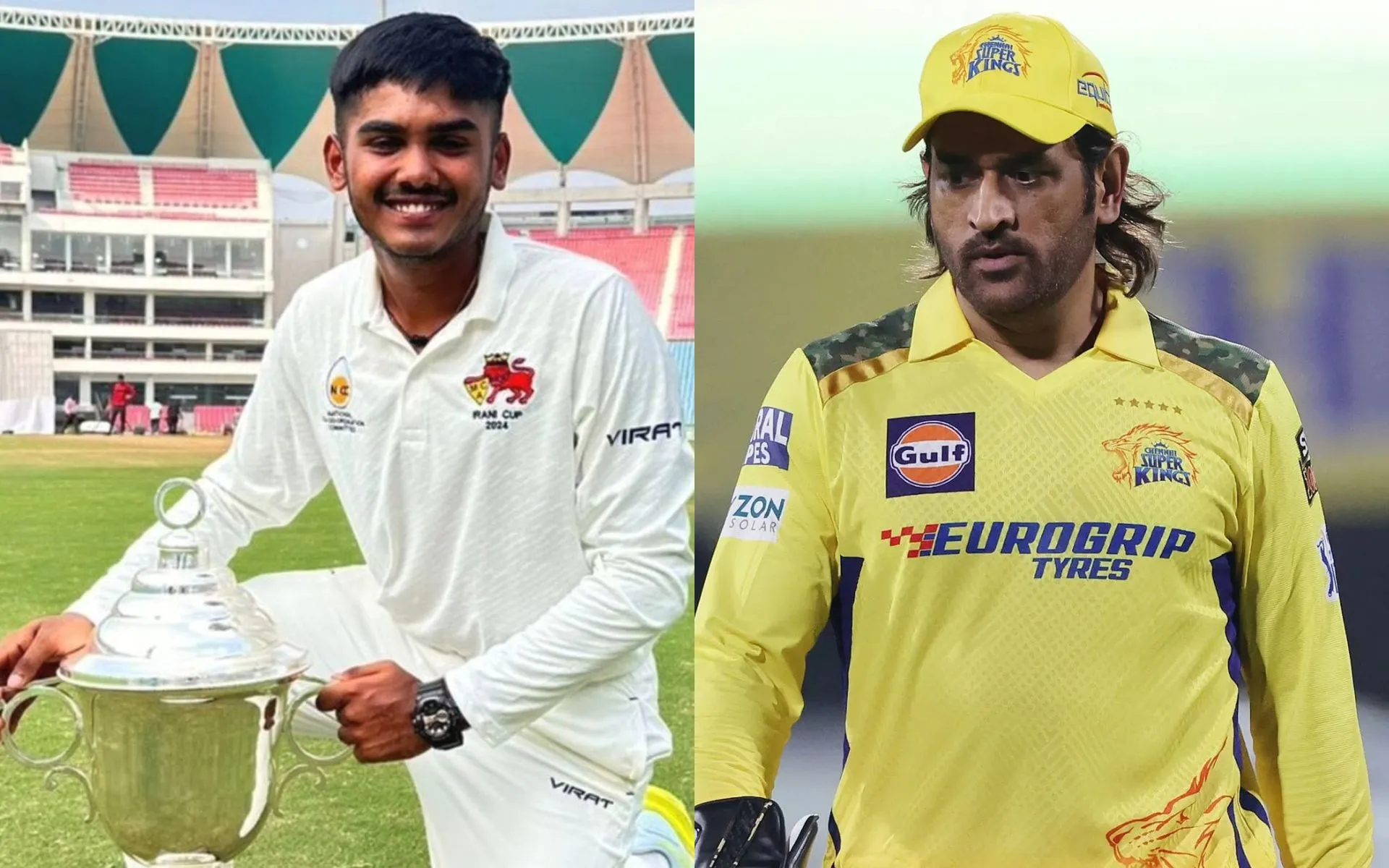 Ayush Mhatre and MS Dhoni (Source:@HustlerCSK,x.com and @CSK_Zealots/x.com)