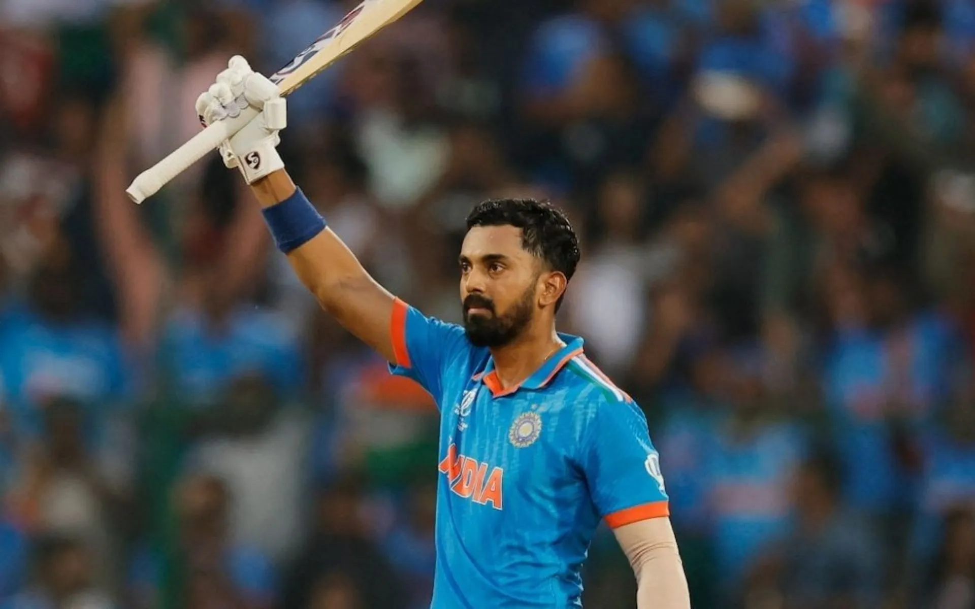 KL Rahul smashed the fastest WC century by an Indian OTD in 2023 [Source: @ImTanujSingh/x.com]