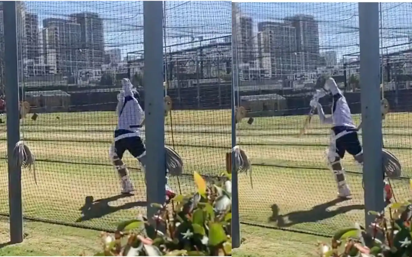 KL Rahul sweats in net session at Perth ahead of first Test vs Australia [Source: @trislavalette/X.com]