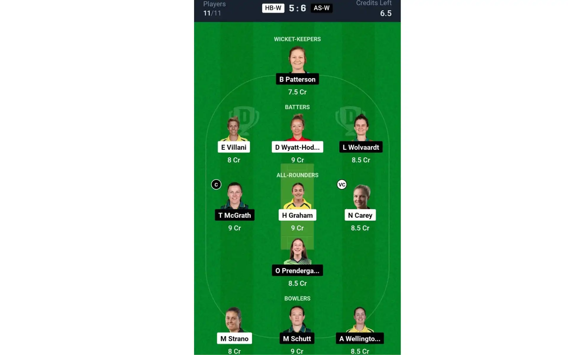 HB-W vs AS-W, WBBL 2024: Dream11 Team 2 [Source: @Dream11 App]