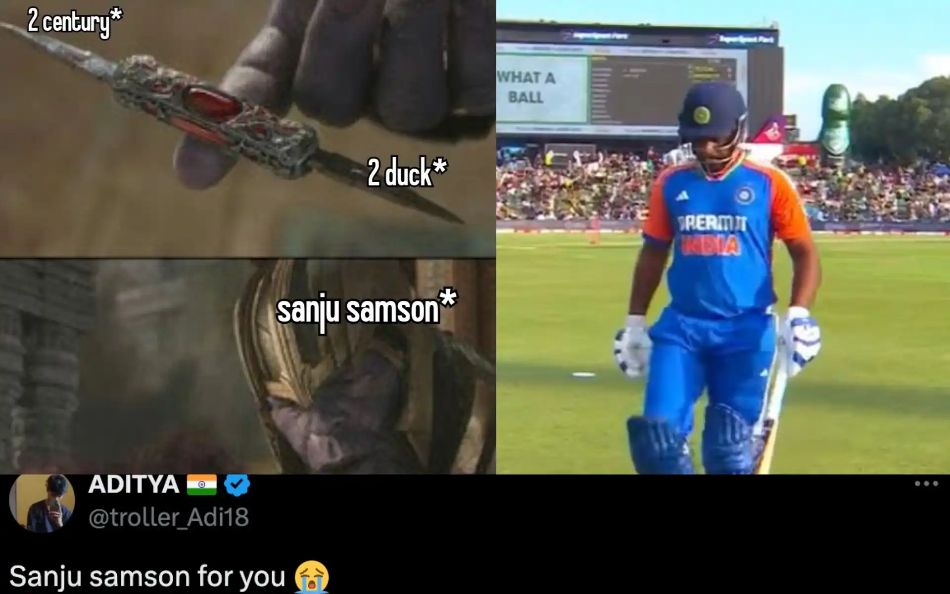 'Peak Lasted Only 1 Game' - Sanju Samson Trolled By Netizens For Back-To-Back Ducks