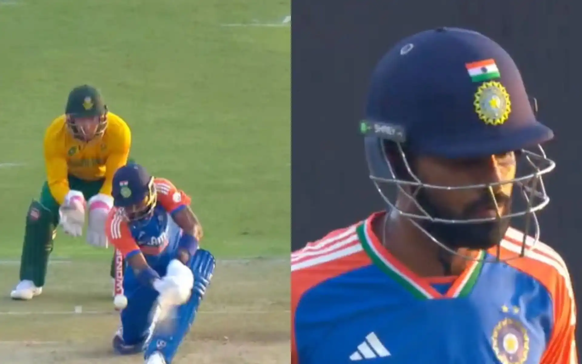 Hardik Pandya was dismissed by Keshav Maharaj in the 3rd T20I [Source: @viratgoback/x.com]