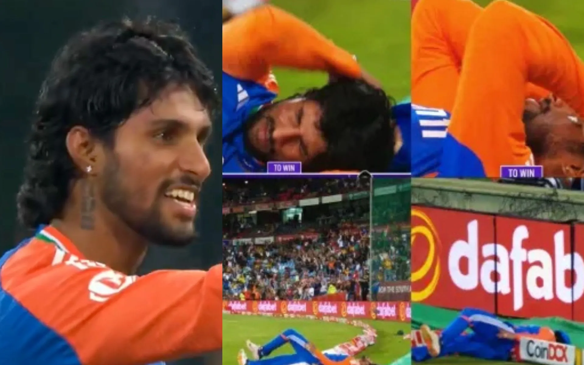 Tilak Varma banged his head on the ground during the third T20I (Source: InsideSportIND/X.com)